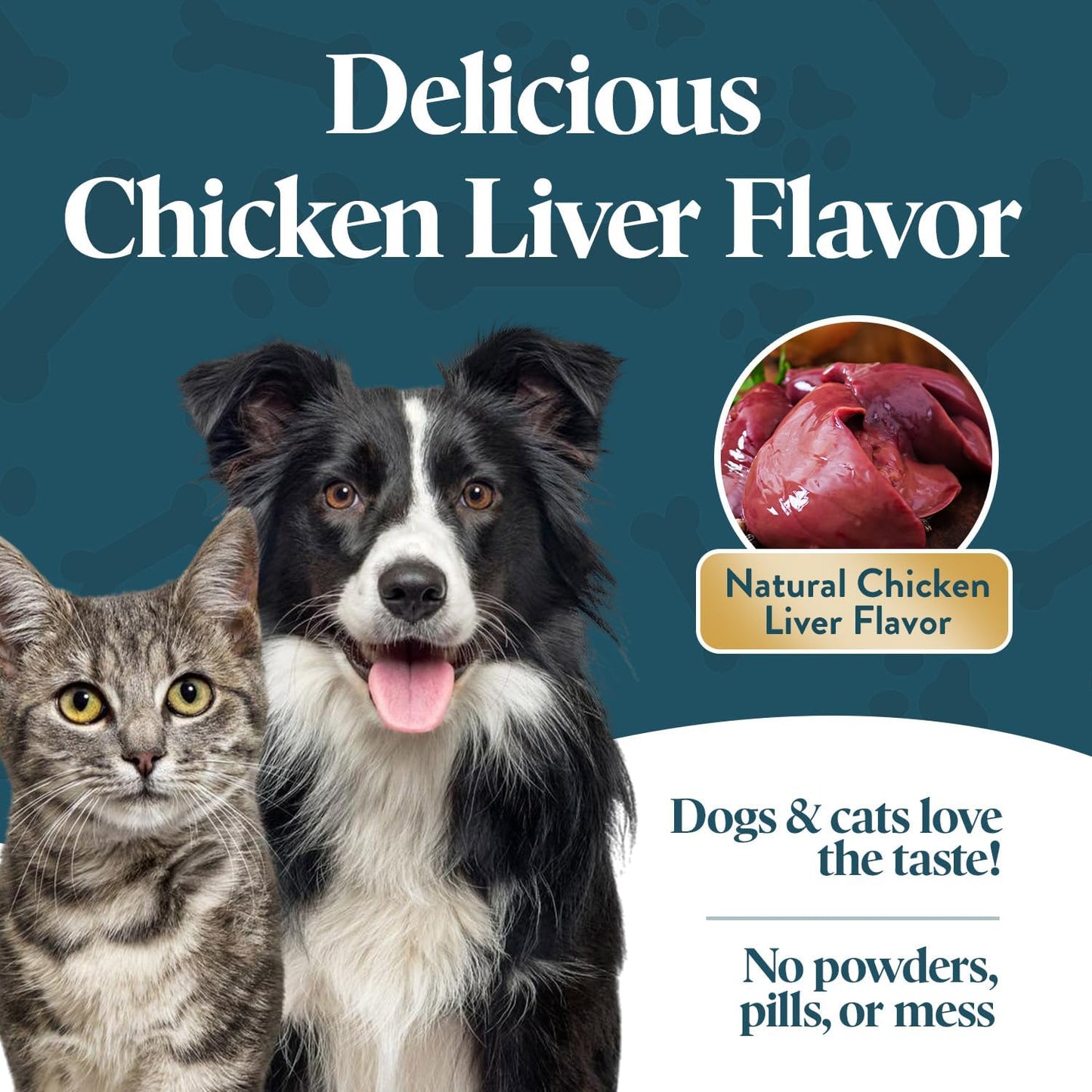 Vision Chews Eye Supplements for Dogs & Cats, Natural Chicken Flavor, Contains Omega 3, Lutein, Antioxidants, & More, Cat & Dog Eye Supplements, No Preservatives, Made in USA, 1 Bag, 30 Chews
