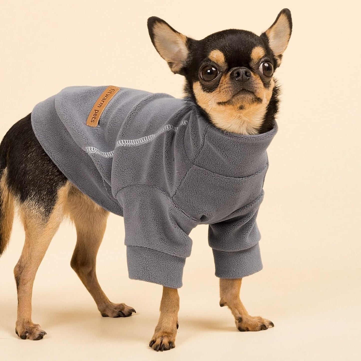 Fitwarm 3 Pack Classic Fleece Dog Sweater, Dog Winter Clothes for Small Dogs Boy Girl, Pet Pullover Jumper, Cat Apparel, Black, Grey, White, Large