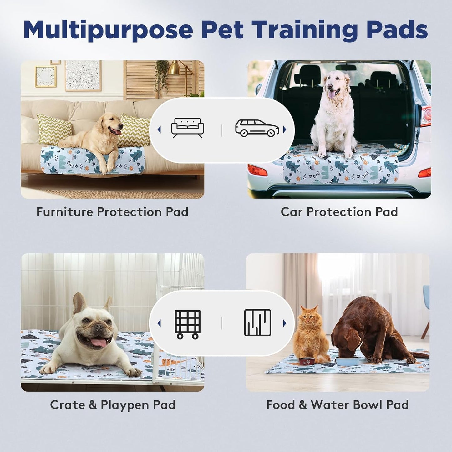 Washable Pee Pads for Dogs, 2 Pack Large 36"x41" Super Absorbent Reusable Training Pads, 100% Waterproof Non-Slip, Whelping & Playpen Indoor Dog Cage Pads Pet Mat Dog Supplies