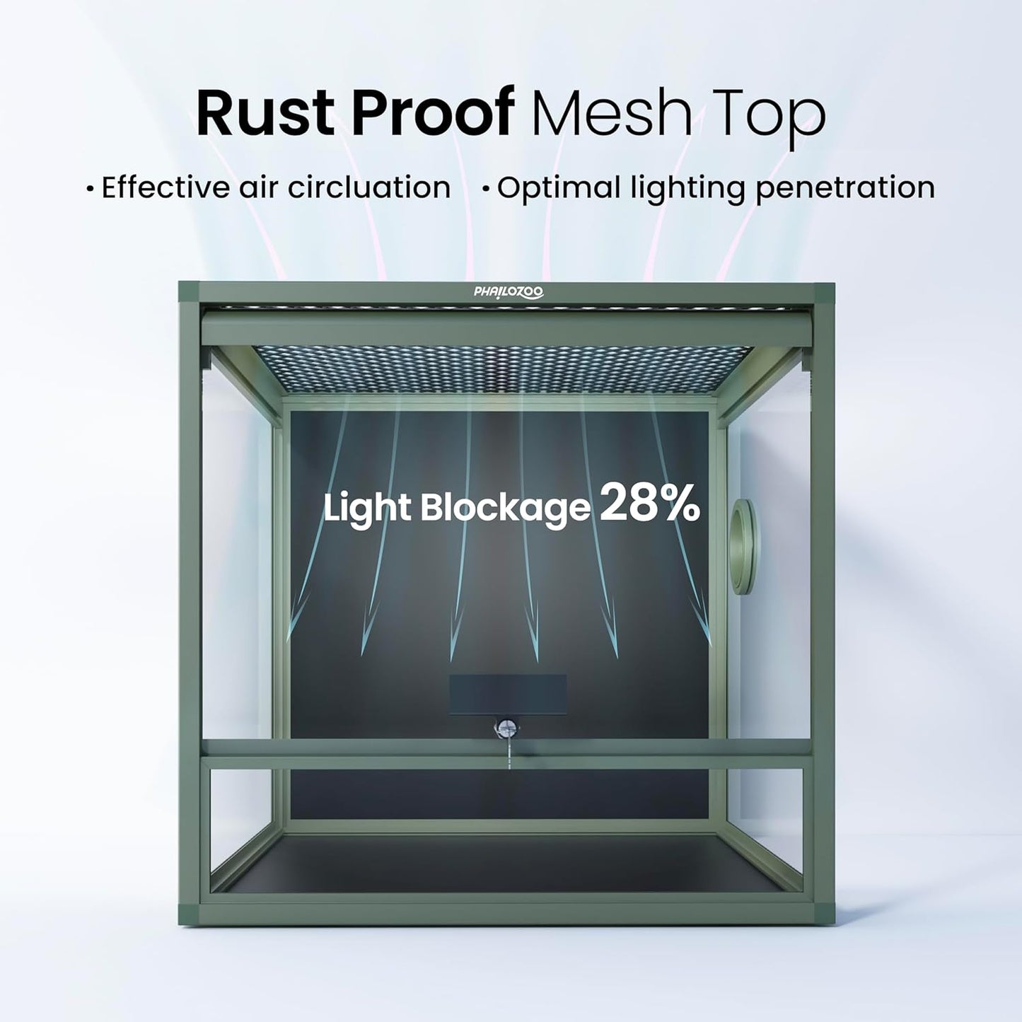 MagicCube 18'' x 18'' x 18'' Reptile Tank with Lock, 24 Gallon Reptile Terrarium with Flip-Up Tempered Glass Door, Top Screen Ventilation for Leopard Gecko - Bottom Not Leakproof