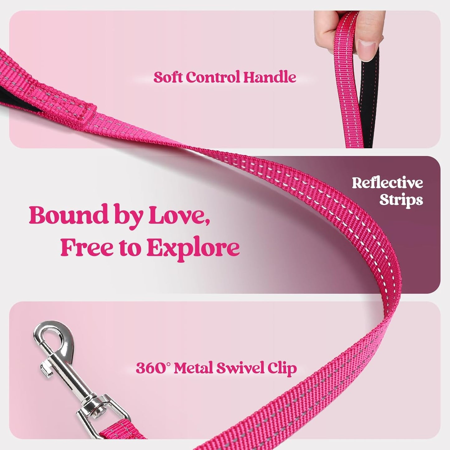 rabbitgoo Dog Harness Medium Sized and Leash Set, Step in Soft Light Puppy Vest, Breathable Mesh Pet Harness, Reflective for Safe Easy Walking, Rosa Red XXL