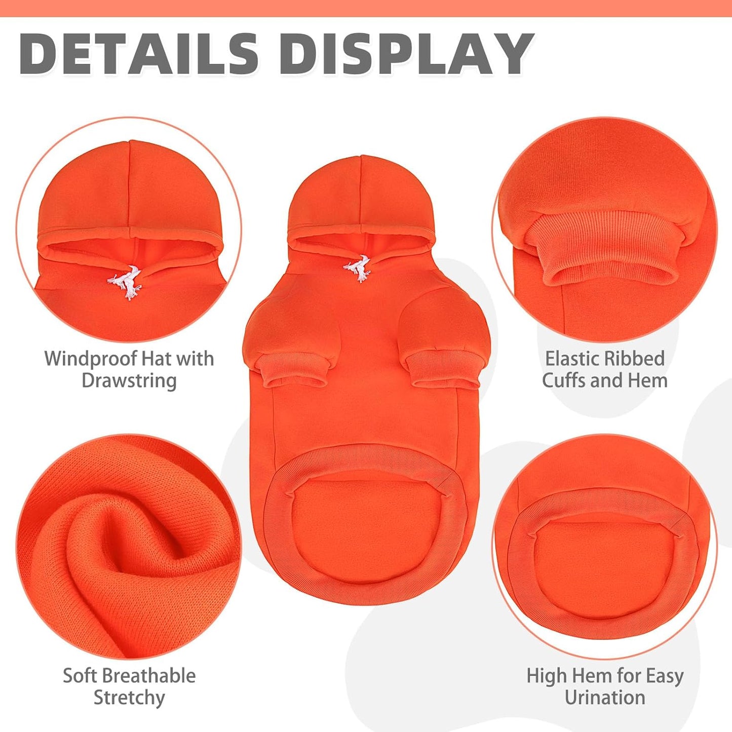 KOOLTAIL Fall Dog Hoodie - Soft & Warm Dog Thanksgiving Sweater with Leash Hole and Pocket, Pet Winter Coat, Cold Weather Clothes Sweatshirt for Small Medium Large Dogs Puppy Cat Boys Girls, Orange SM