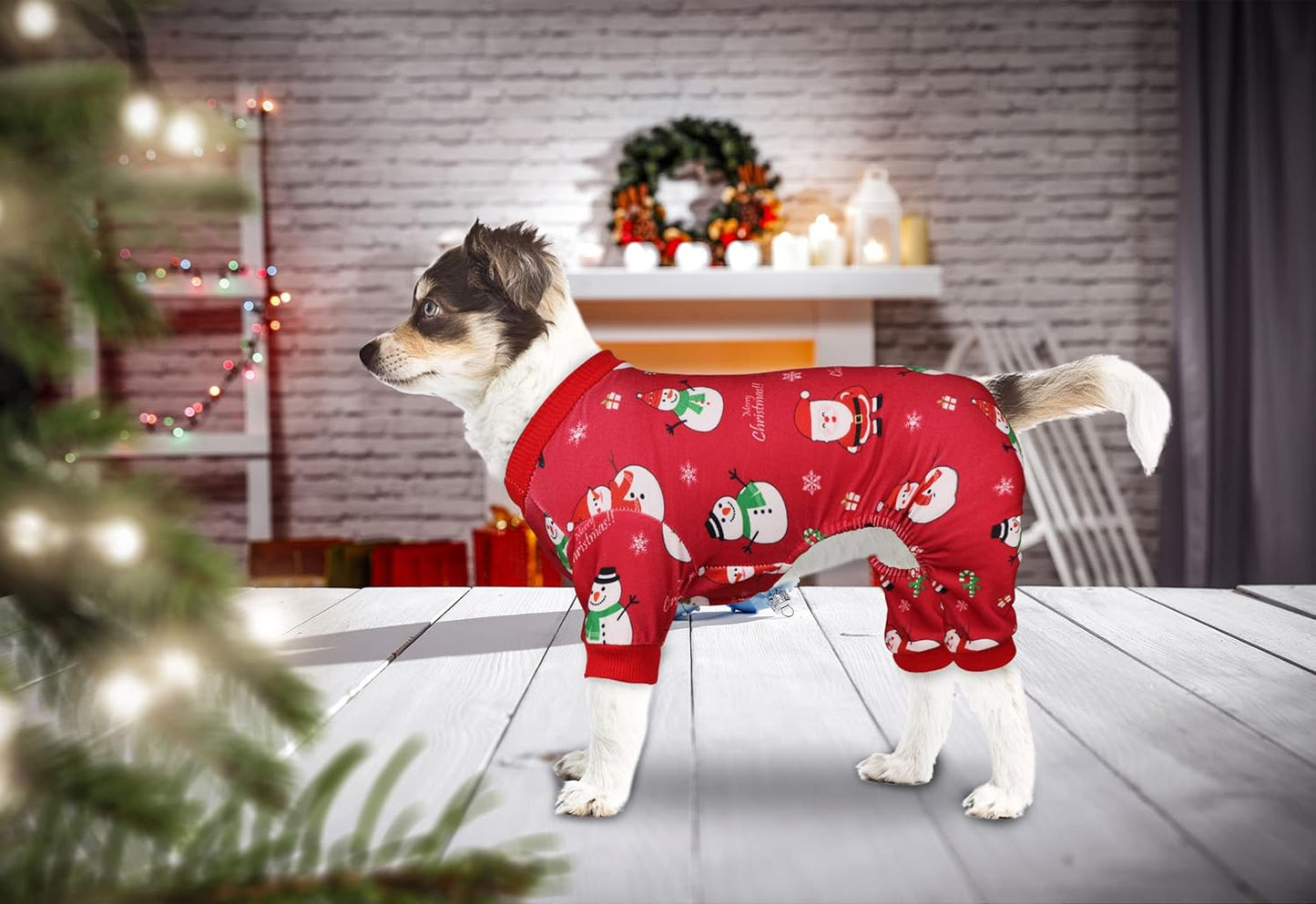 Dog Christmas Pajamas Snowman Pet Clothes Costumes Pjs Stretchy Funny Pet Outfit Dog Pajamas for Large Dogs(XL)