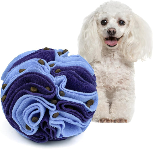 Pet Snuffle Ball, Puzzle Sniffing Interactive Dog Ball for Blind Dogs Training Stress Relief Dog Enrichment Toys Treat Machine Washable (15cm, Gradient Purple)