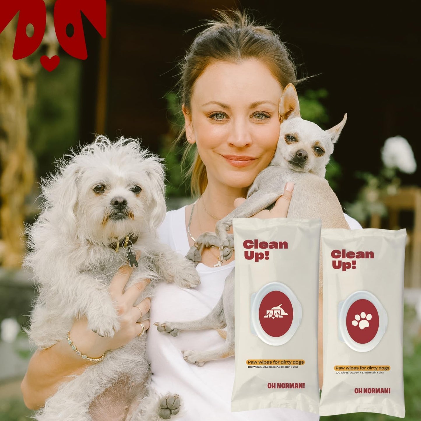 OH NORMAN! Clean Up Paw Wipes for Dogs (8x7) by Kaley Cuoco, Gentle Pet Grooming Wipes, Plant-Based and Unscented, 100 Count