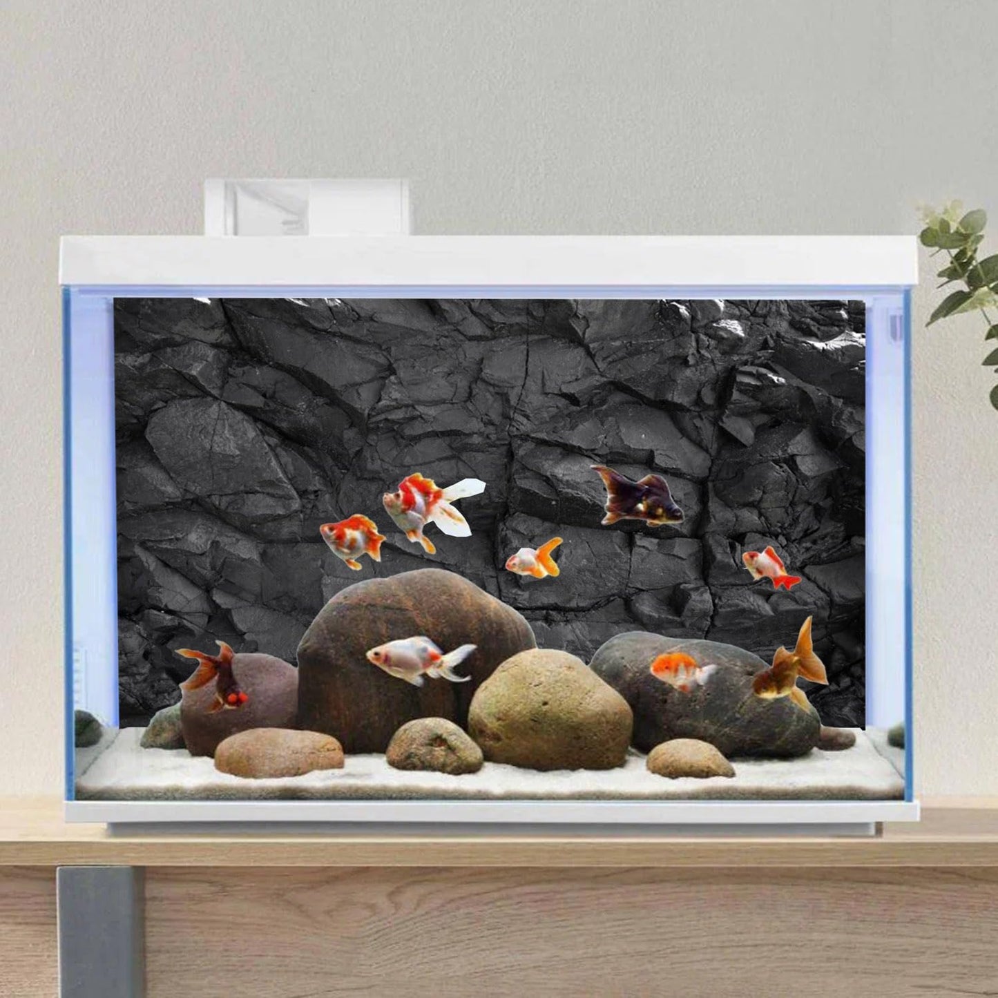 AWERT 30x12 inches Stone Aquarium Background Black Rock Fish Tank Background Rocky Terrarium Background Vinyl