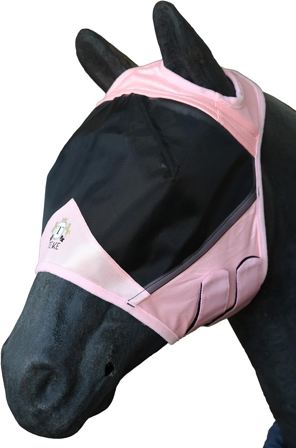T TEKE Fine Mesh Horse Fly Mask w/No Ears, UV Blocking 3D Eye Visor with Extra Fleece Cushioned Forehead, Protection from Insect Pests