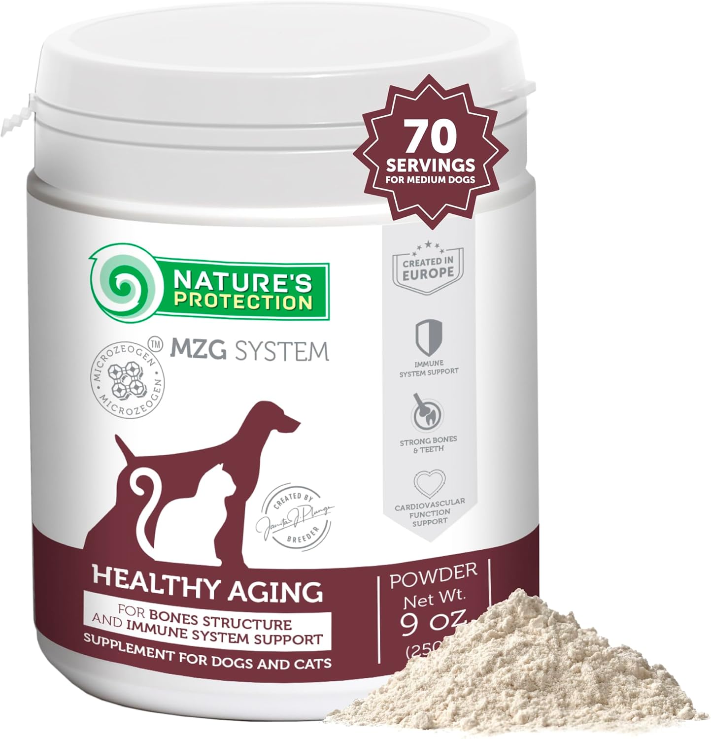 Nature's Protection Hip and Joint Supplement for Dogs - Senior Dog Mineral Supplement Powder for Bone Strength, Energy Boost, and Gut Health for Dogs & Cats of All Breeds, 9 Oz