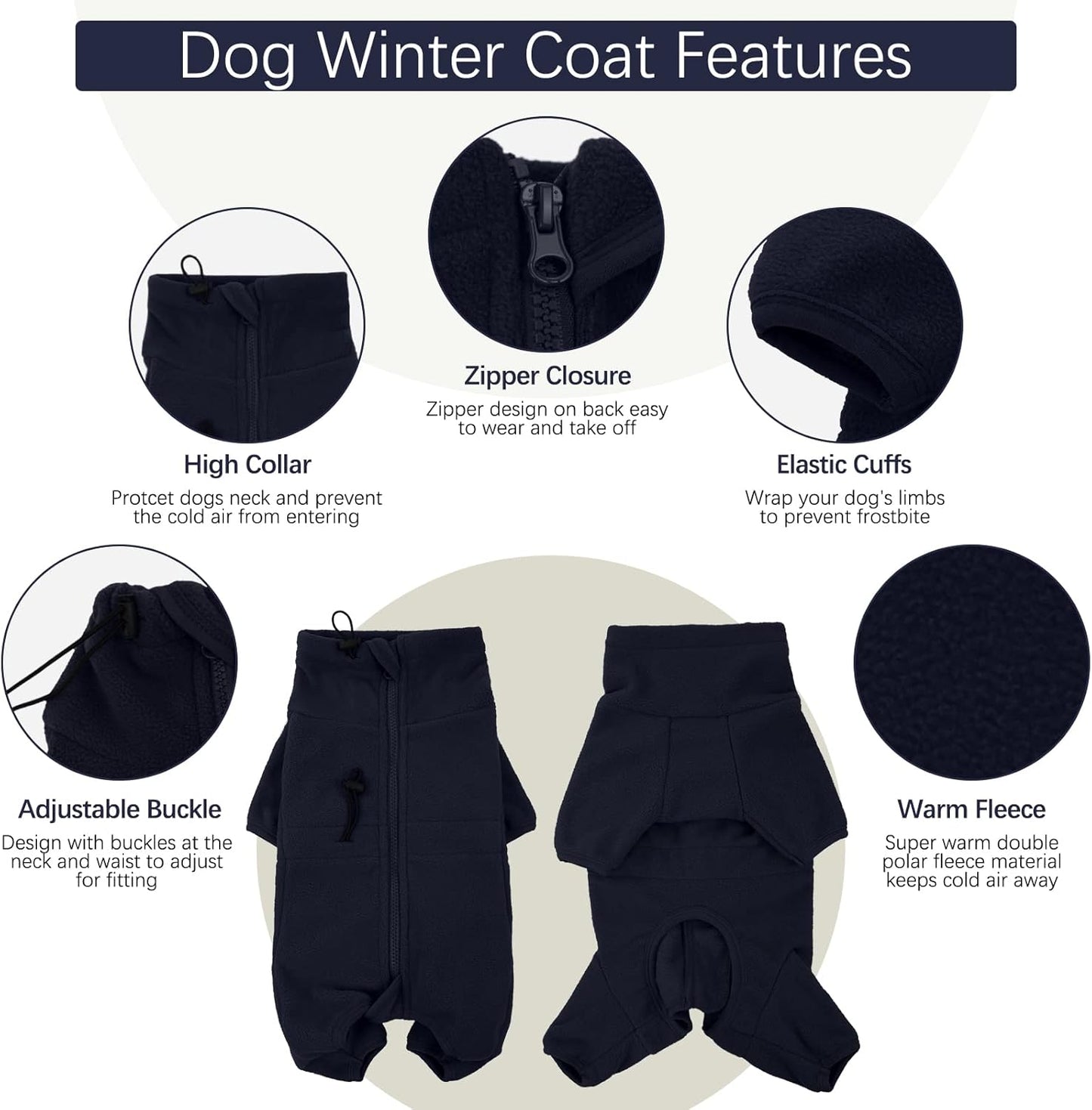 ROZKITCH Dog Winter Clothes, Pet Windproof Warm Cold Weather Jacket Vest Cozy Jumpsuit Apparel Outfit Clothes for Small Medium Dog Walking Hiking Sleep Blue S