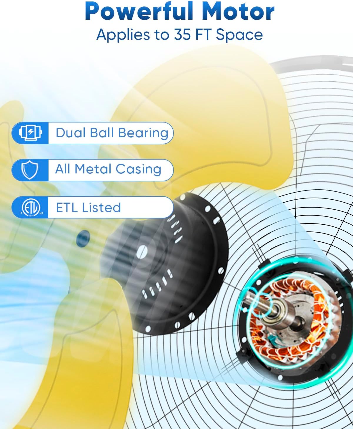 KEN BROWN 20 Inch Oscillating Wall Mount Fan, 4,460 CFM High Velocity Industrial Wall Fan for Indoor, Commercial, Residential, Warehouse, Greenhouse, Workshop, Basemen