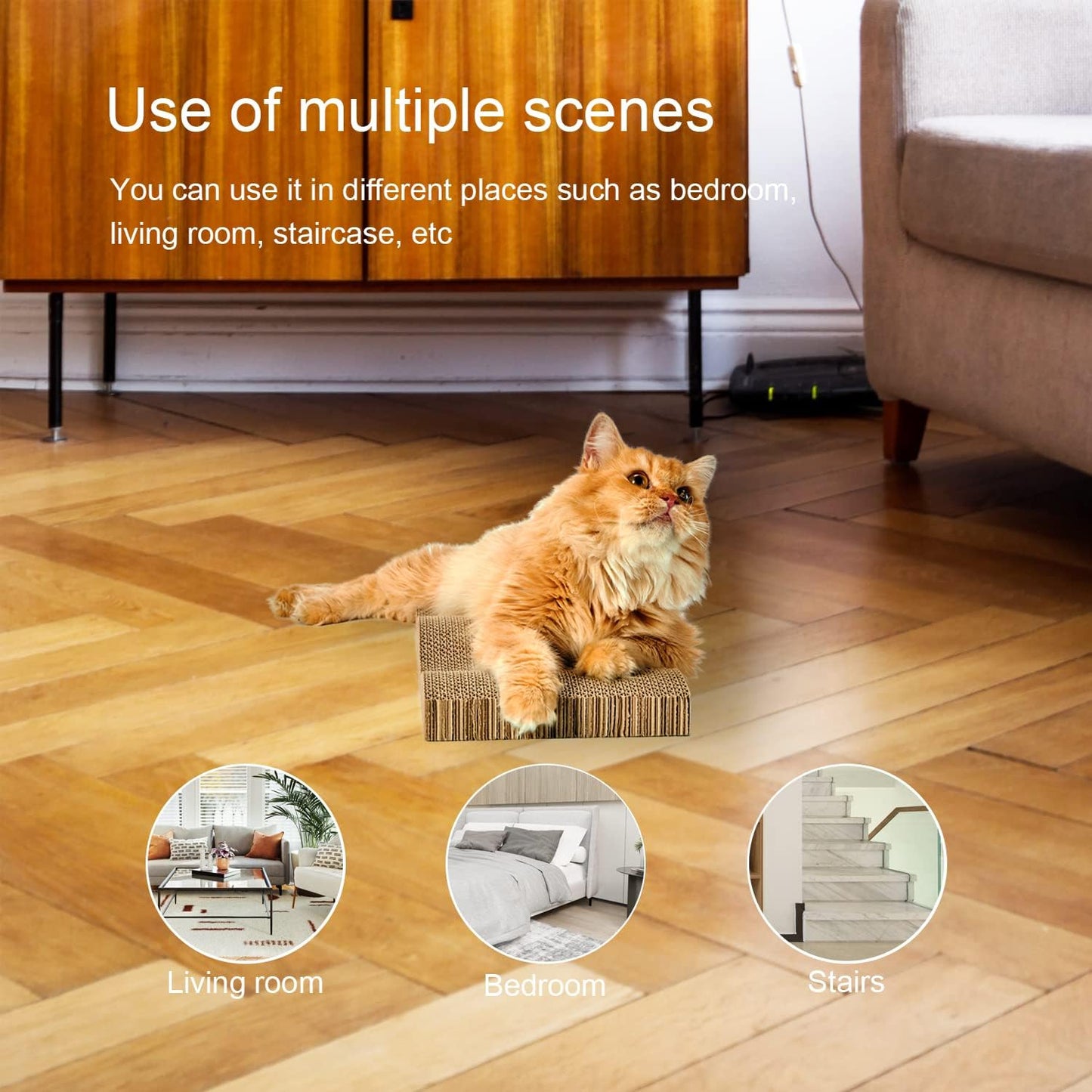 Cat Scratch Pad Cardboard Scratcher Box,2PCS in 1 Scratching Board for Indoor Cats,Reversible Durable,with Catnip