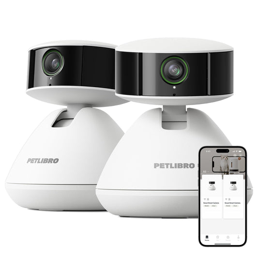 PETLIBRO 2-Packs AI Pet Camera Indoor with Phone app, Multi-Pet Recognition & AI Summary, 360° Auto Tracking Night Vision Cat cam Dog cam, [One Dog Camera Requires One Subscription]
