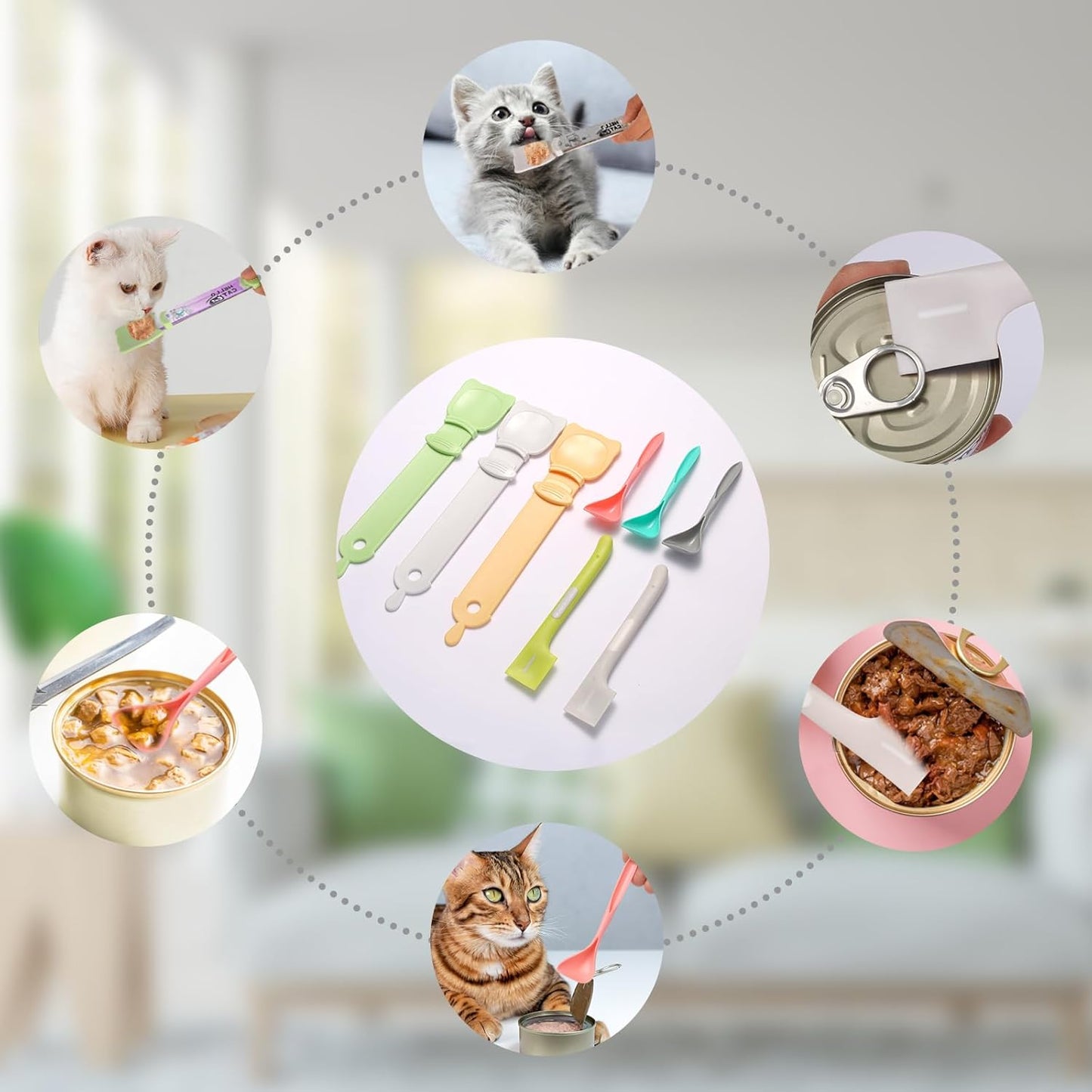 Cat Treat Spoon Squeeze Cat Strip Feeder Spoon 8PCS Cat Treat Dispenser Spoons - Squeeze-Feed Design for Wet Food, Licky Treats & Puree Tubes Bite-Proof, Easy Clean