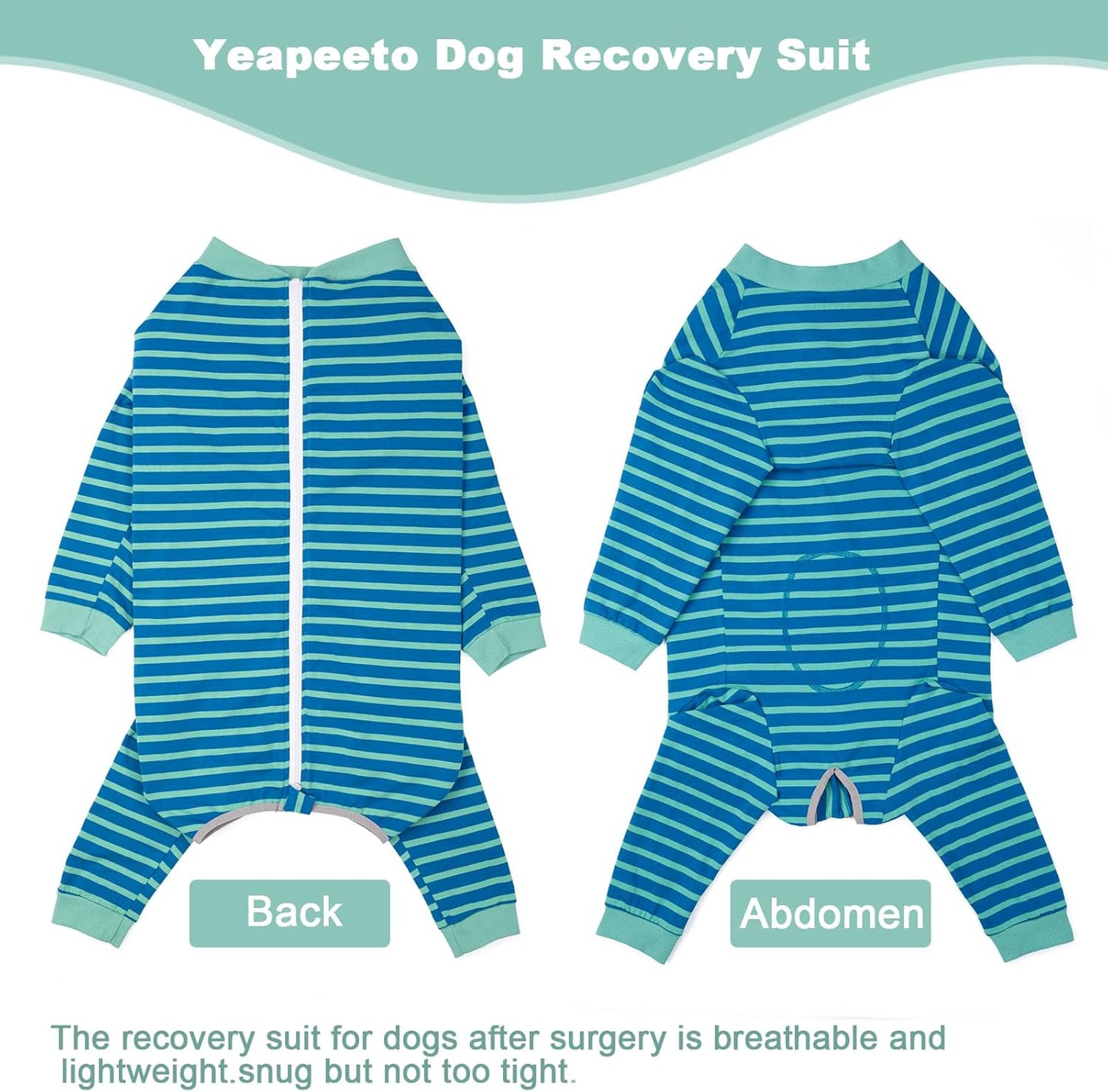 Yeapeeto Dog Onesie Surgery Recovery Suit for Large Medium Bodysuit Dogs Pajamas PJS Full Body for Shedding, Prevent Licking, Wound Protection, Cone Alternative… (Blue Green, 7X-Large (Pack of 1))