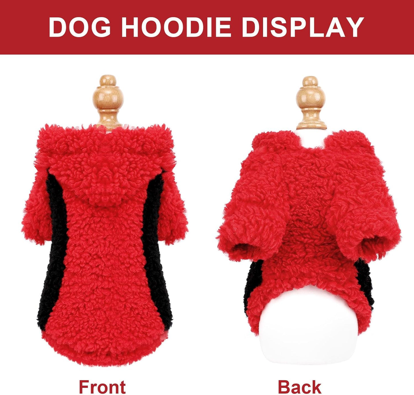 YIKEYO Dog Hoodie Pet Clothes Sweater with Hat Soft and Warm Cold Weather for Small Patchwork Hood(Red, XXS)