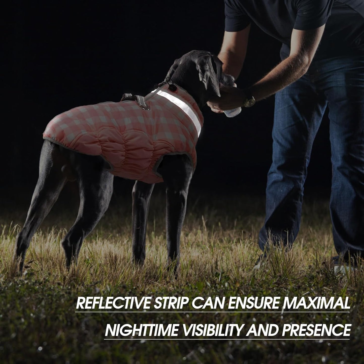 FUAMEY Dog Coat for Medium Dogs,Waterproof Dog Winter Jacket with Harness Built in Puppy Cold Weather Coats Reflective Pet Vest with Zipper Warm Fleece Dogs Snowsuit Windproof Pink Plaid M