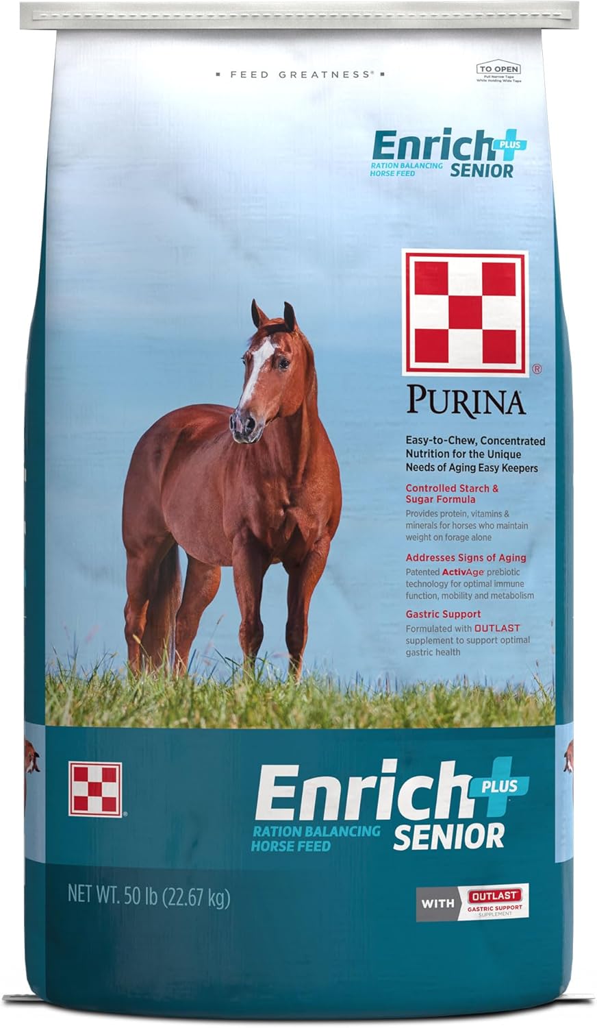 Purina | Enrich Plus Senior Ration Balancing Horse Feed | 50 Pound (50 LB) Bag
