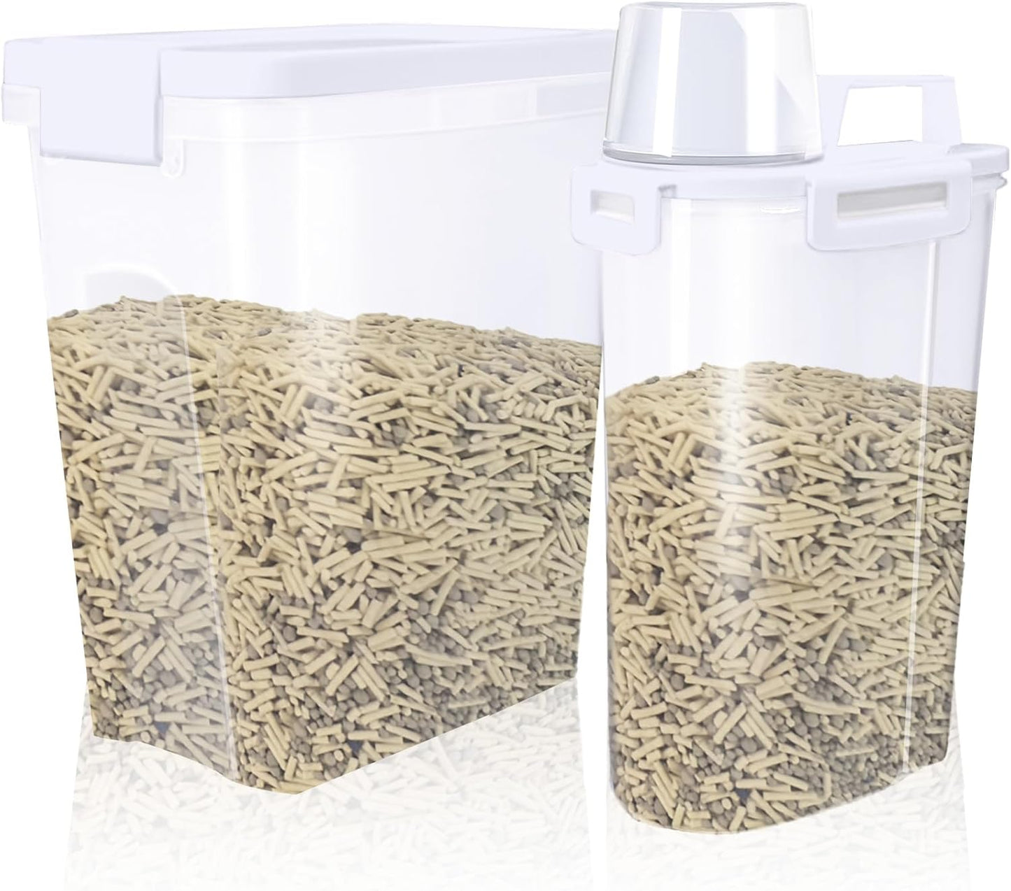 2 Pcs Cat Litter Storage Container with Airtight Lid Cat Litter Storage Bin with Spout Sealable Heavy Duty Bucket
