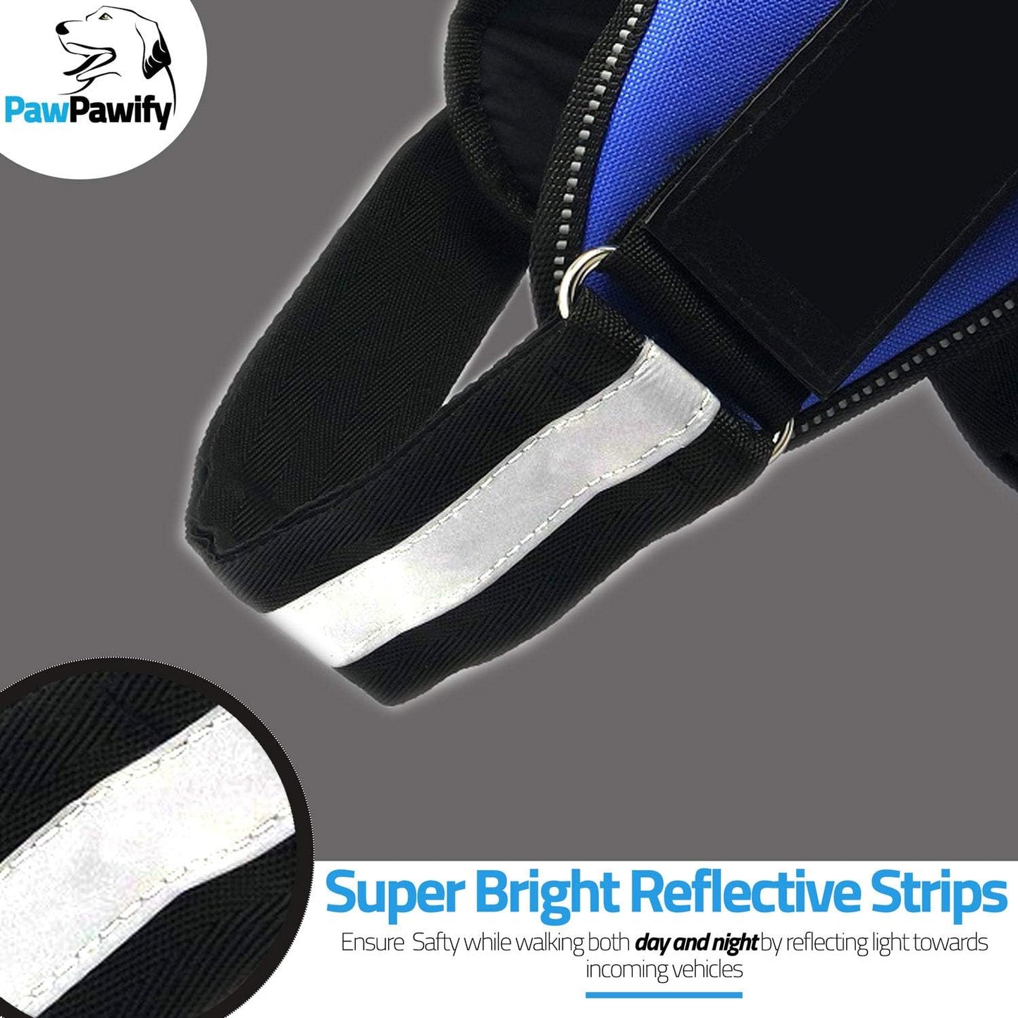 PawPawify Custom No Pull Dog Harness with Name and Phone Number, Heavy Duty Personalized Pet Vest to Prevent Tugging, Pulling, or Choking, Training and Walking (Black, L (40-60 LBS))