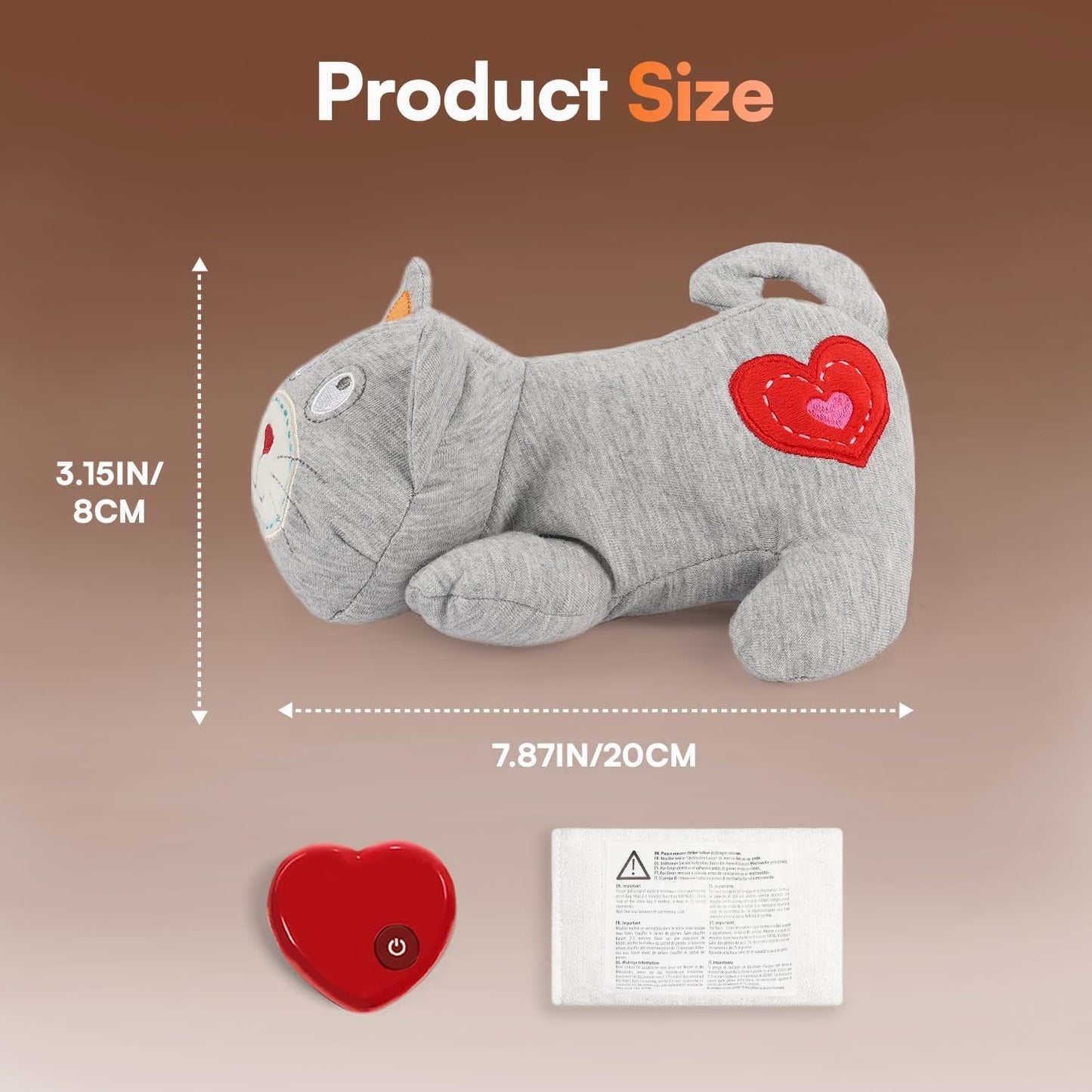 ALL FOR PAWS Heartbeat Cat Plush Toy – Calming Kitten Companion with Realistic Heartbeat, Anxiety Relief for Indoor Cats Dogs Pets