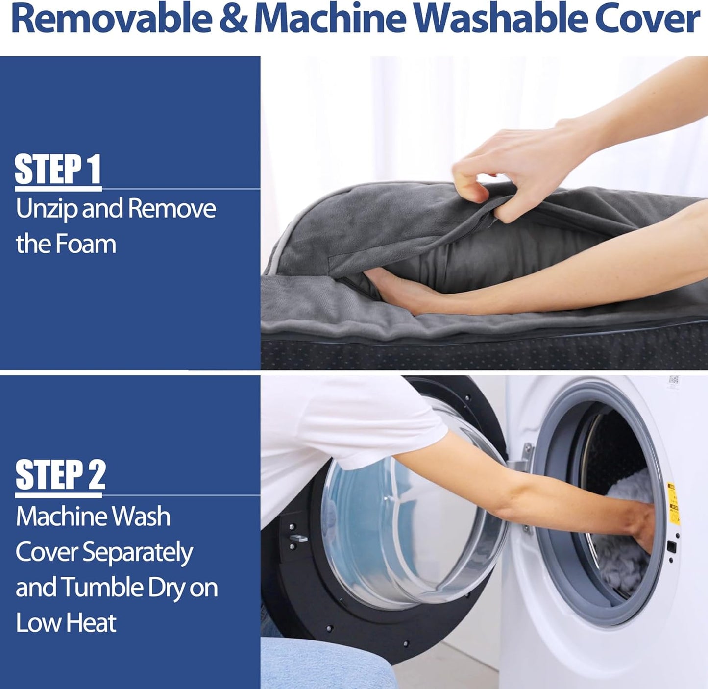 Orthopedic Dog Beds for Large Dogs, Waterproof Dogs Beds, Memory Foam Dog Couch Beds, Comfy Bolster Pet Beds with Removable Washable Cover, Nonskid Bottom (Large, Dark Grey)