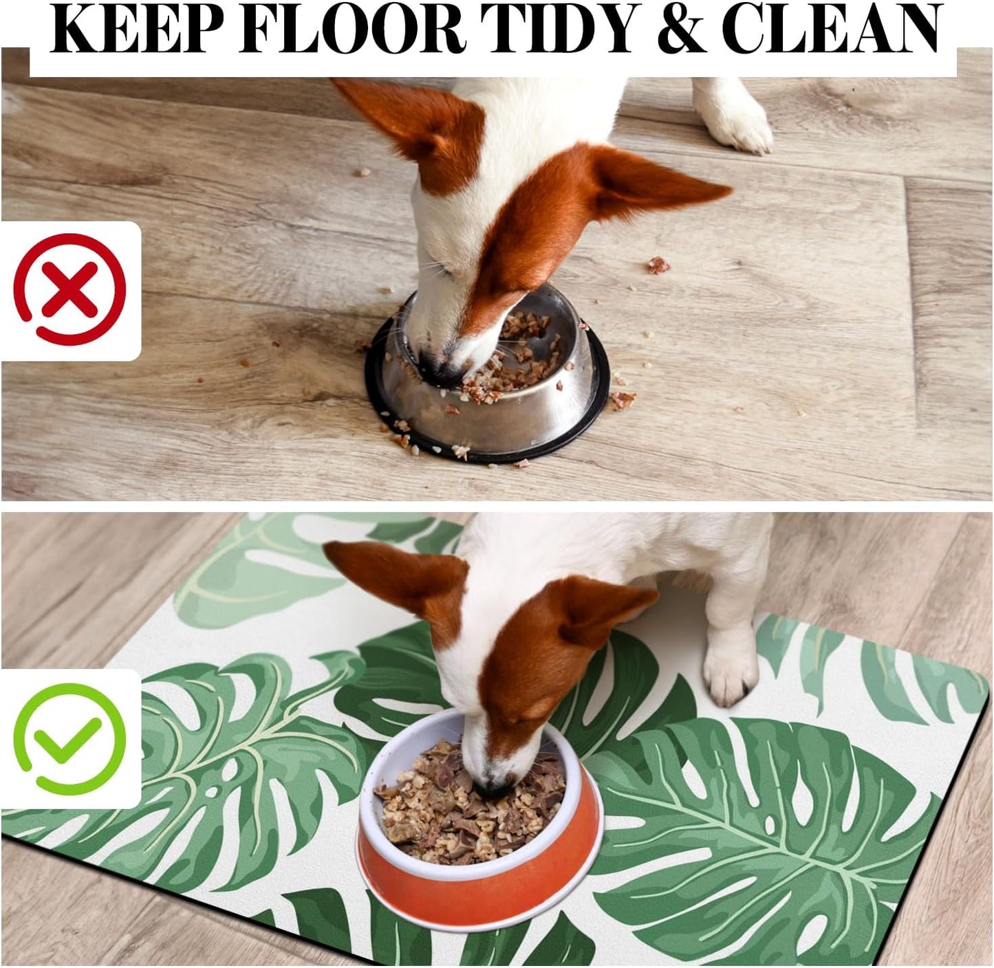 Dog Food Mat for Floors - Absorbent Bowl Mat for Food and Water Dispenser, Quick Dry Pet Supplies for Dogs and Cats