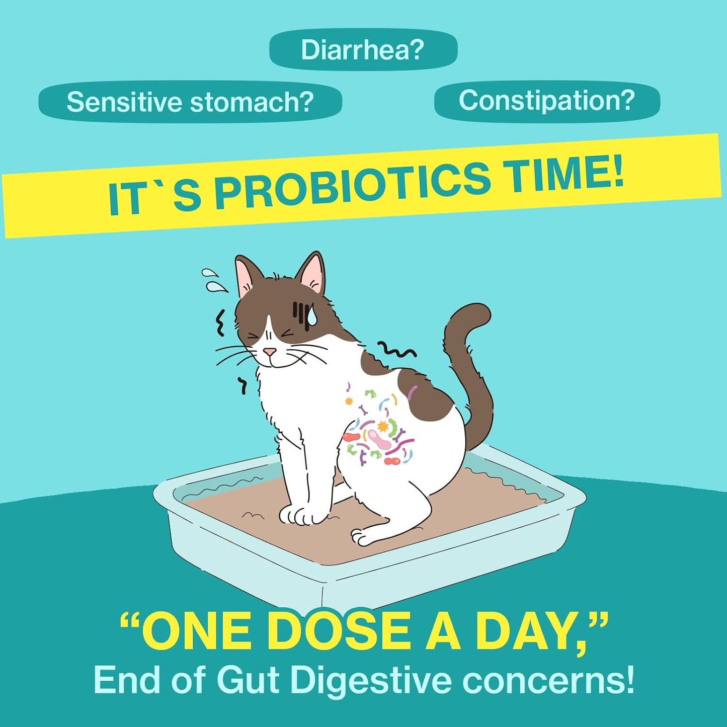 Dr.by CAT BIOME Cat Probiotics - Digestive & Gut Support for Cats, Diarrhea Relief, Immunity Booster with Lactiplantibacillus plantarum Lickable Formula Individually Packaged