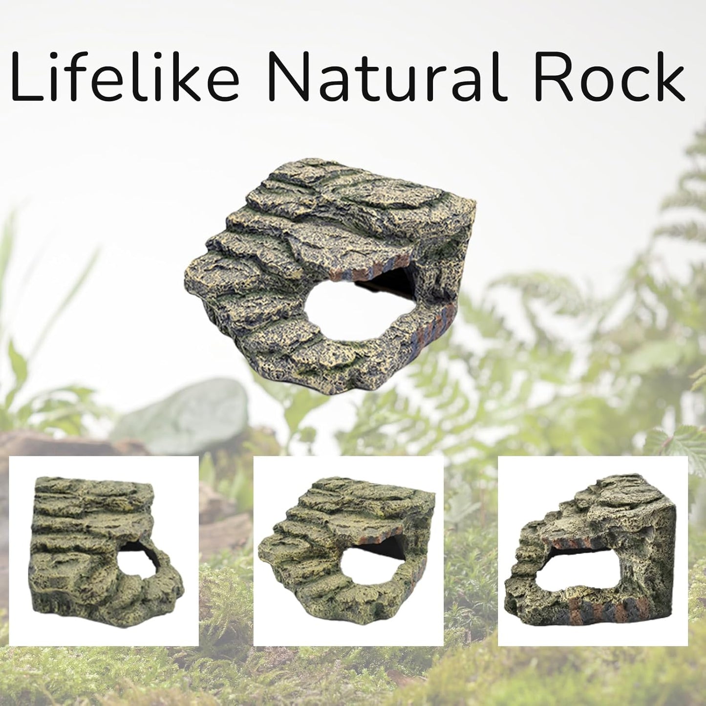 Resin Reptile Hideout Cave,Natural Habitat Decor for Bearded Dragon, Leopard Gecko, Lizards & Turtles,Terrarium Tank Accessories