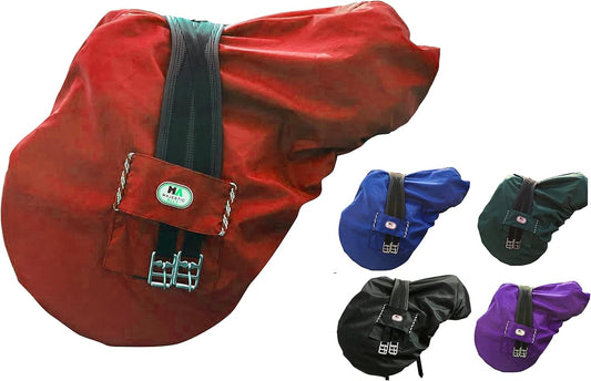 Majestic Ally Nylon Waterproof Fleece Lined Ride On English Saddle Cover-Multiple Color (Red)