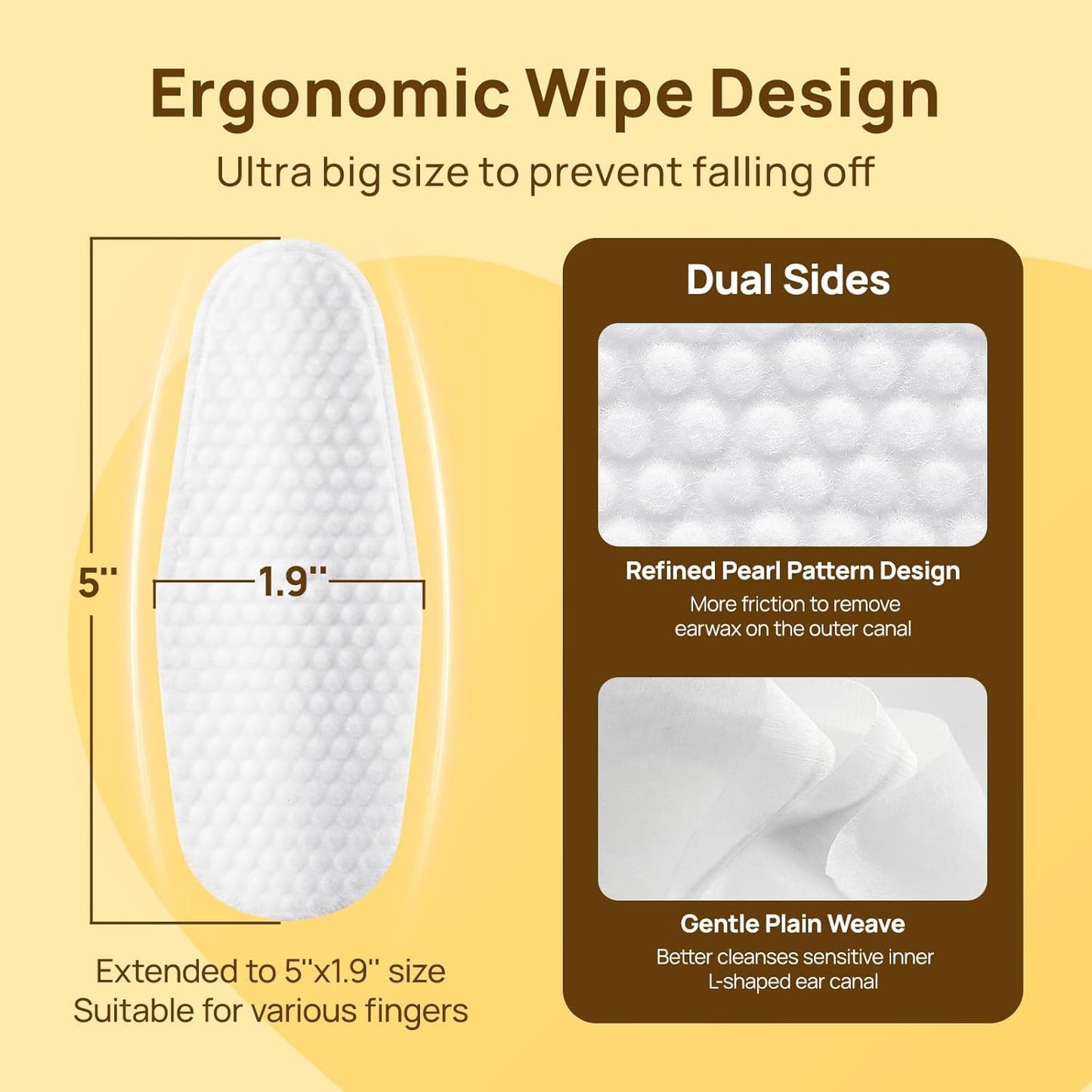 HICC PET Dog Ear Wipes Finger 100 Count Dog Ear Cleaner Wipes for Dogs & Cats, Dog Ear Infection Treatment to Relieve Ear Itching & Inflammation, Remove Ear Wax, Dirt, Smelly - Fresh Coconut Scent