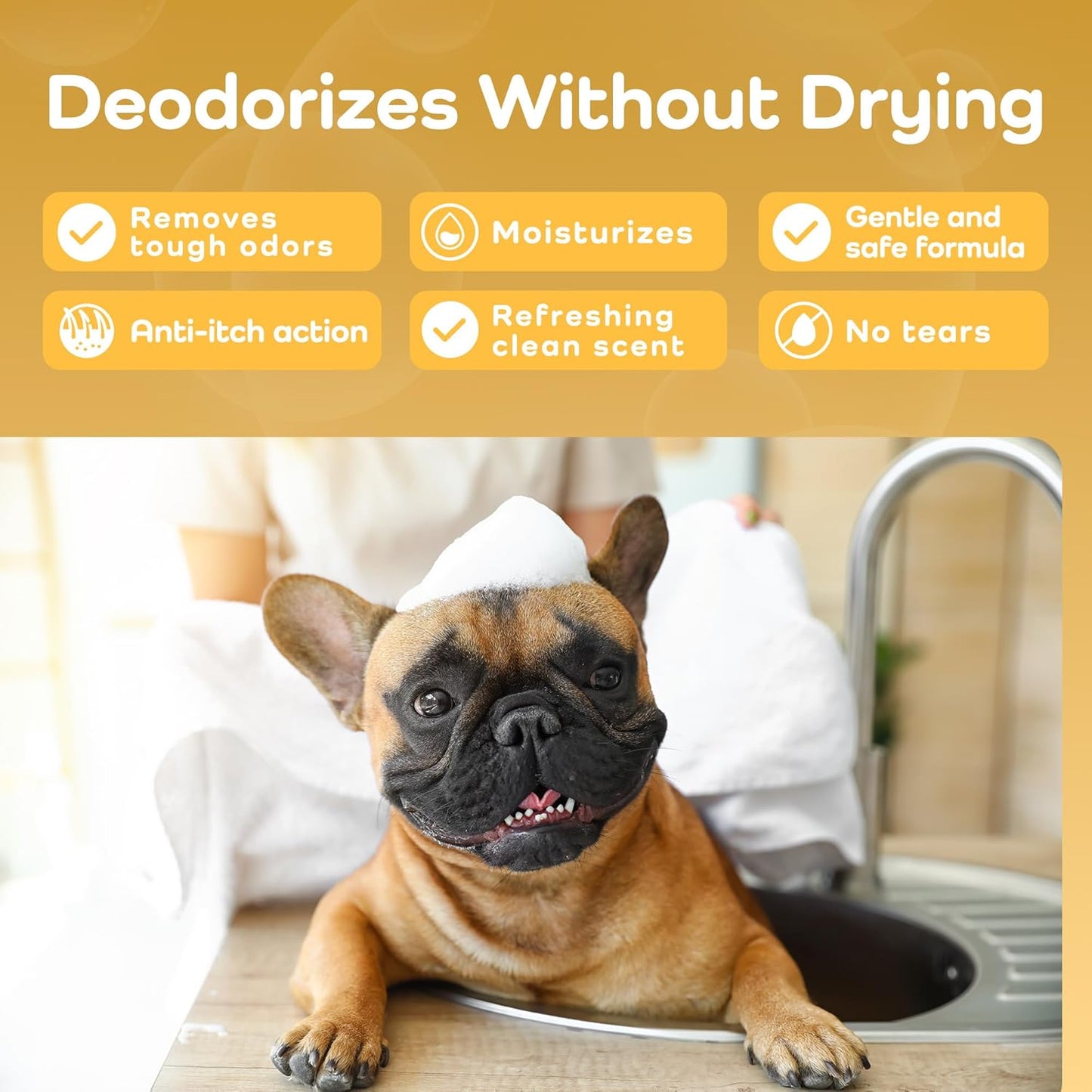 Sensitive Care -Tangle-Free-Silky Shine Softening and detangling Shampoo, Delicate Coat Clean & Odor Control Shampoo – Advanced Shine Formula for Dogs (Bulldog, 16 Fluid Ounces)