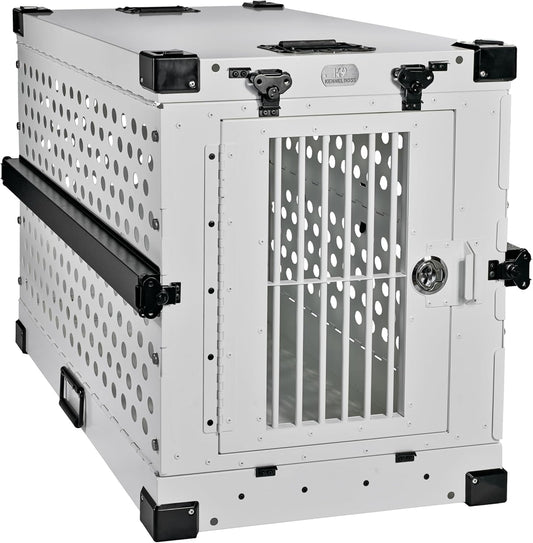 Heavy Duty Fully Collapsible Powder-Coated Aluminum Dog Crate - Medium (White)