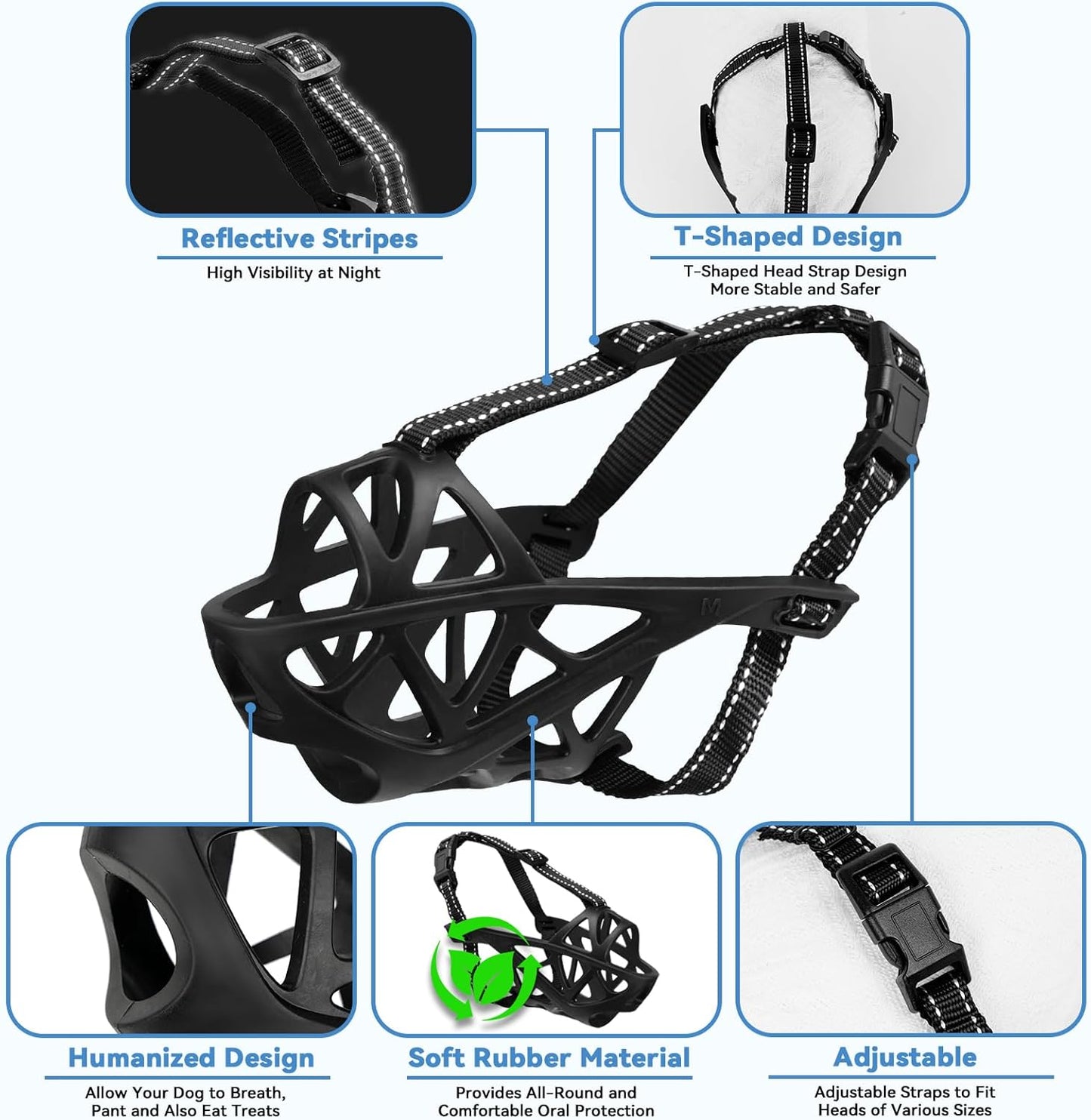 Dog Muzzle for Large Dogs, Medium and X-Large Aggressive Dog, Breathable Basket Muzzles, Suitable for Grooming Trimming Training, Allows Panting Drinking (Black, XL)