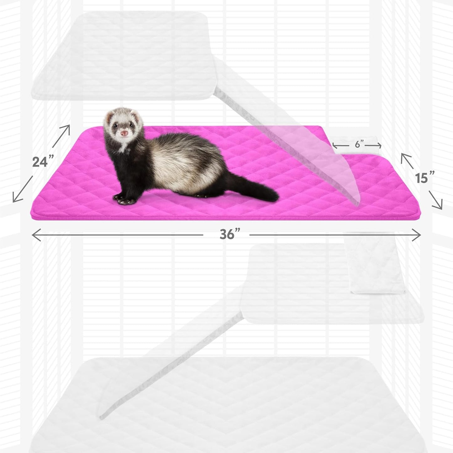 Paw Inspired Fitted Fleece Liner for Ferret Nation, Critter Nation Cage for Ferrets, Rats, Chinchillas, Hedgehogs & Other Small Animals (Pink, Top Pan Liner)