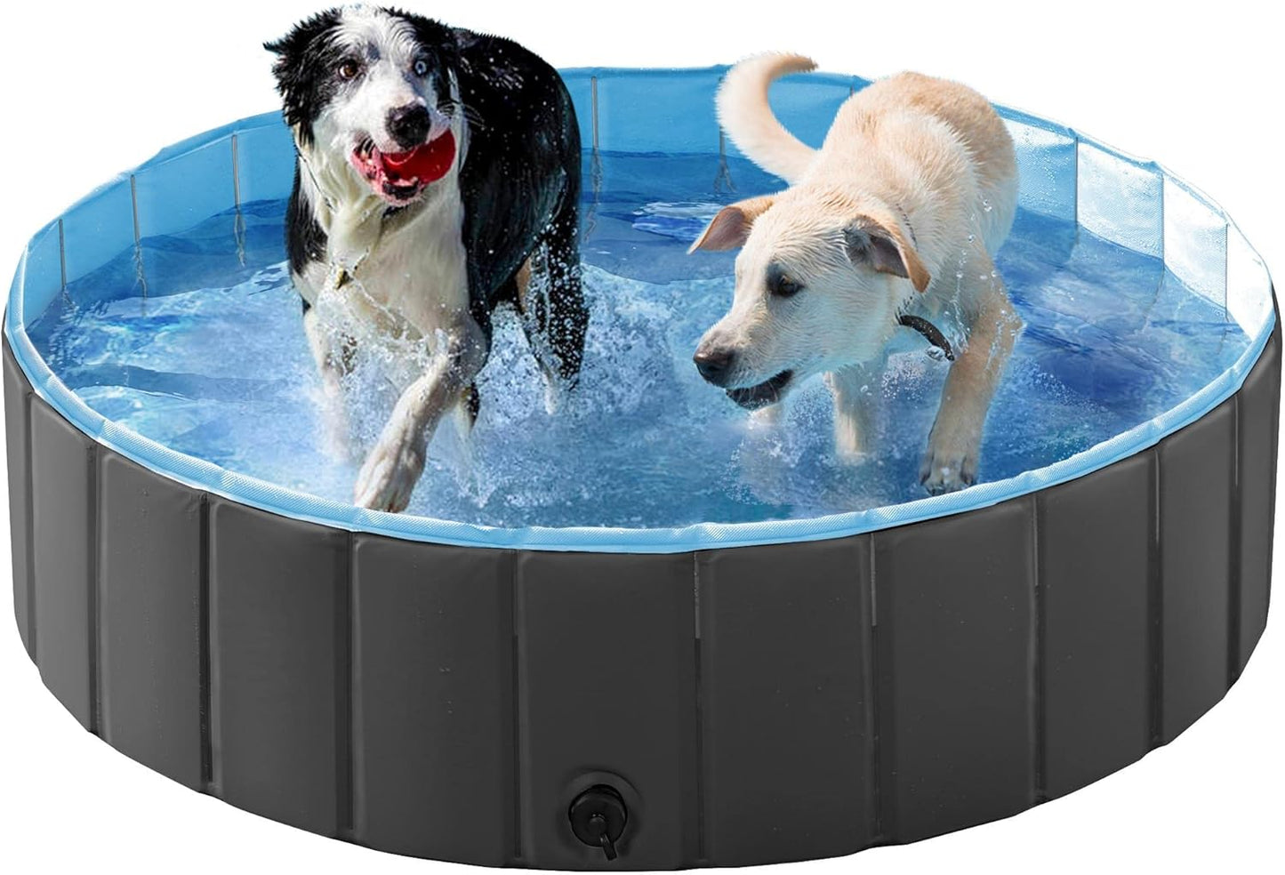 Yaheetech Dog Pet Bath Pool Foldable Hard Plastic Doggie Duck Swimming Pool Collapsible PVC Outdoor Bathing Tub Dog Pools for Large Small Dogs-47 x 11.8 inch,L,Black
