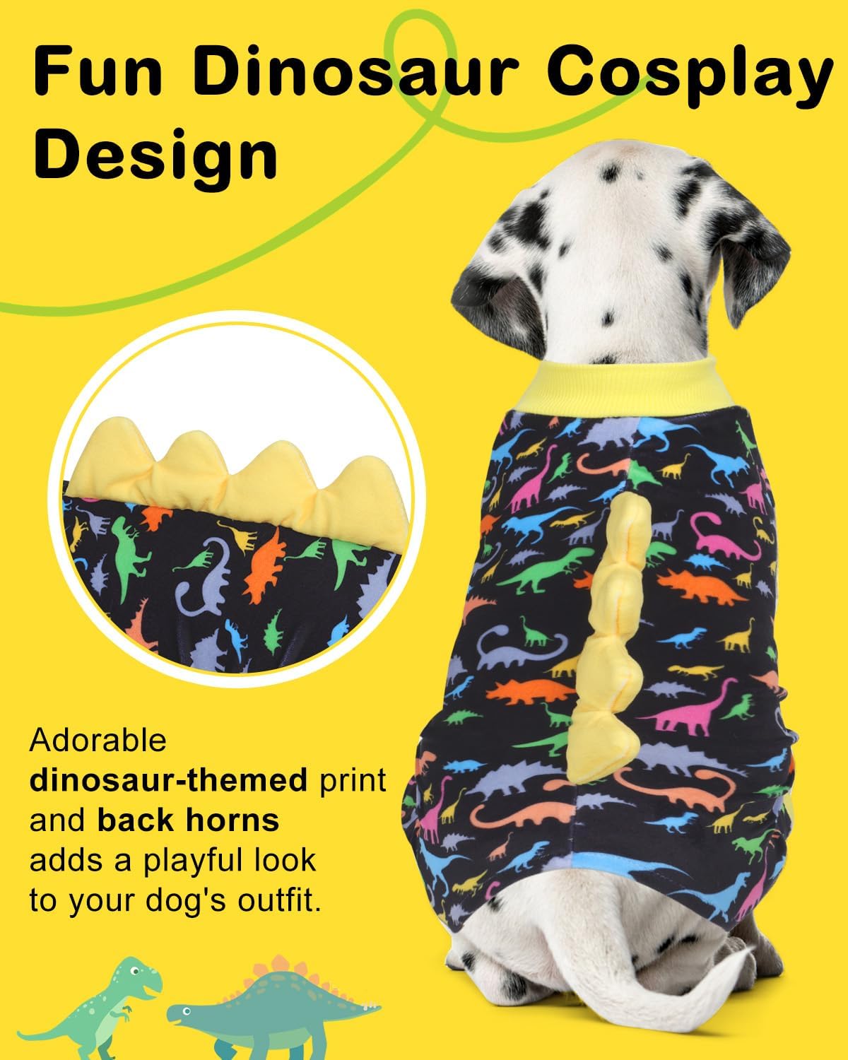 CuteBone Dinosaur Costume Dog Pajamas, Stretchy Spandex Crystal Velvet Sleepwear Coat for Small Dogs, Soft & Warm Pet Outfit Clothes for Cold Weather, Cozy Pullover Design COSP01L