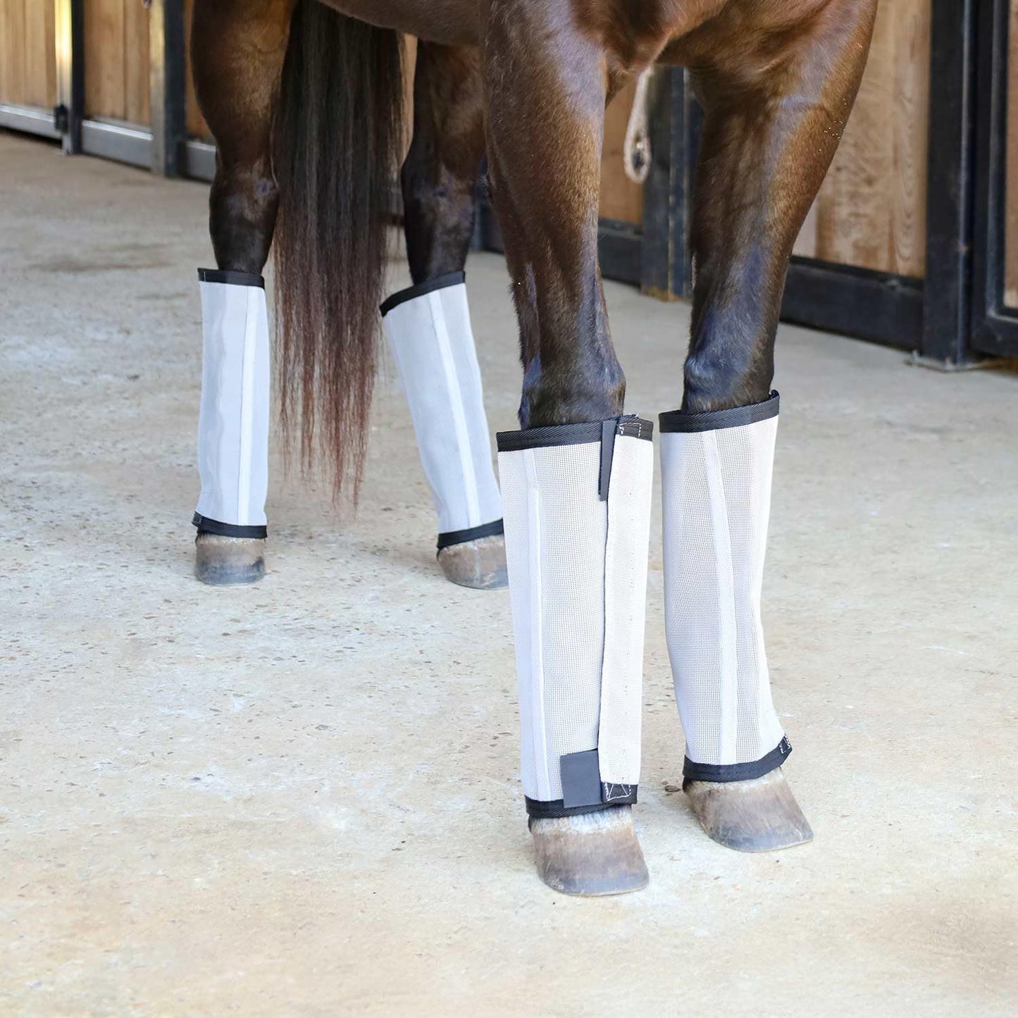 Jeffers Romper Stomper Fly Boots for Horses - Grey, Large – Breathable Mesh Leg Wraps for Insect Protection, Stable Accessories for Summer Turnout, Ride Gear, Horse Hoof & Leg Care - 4 Pack