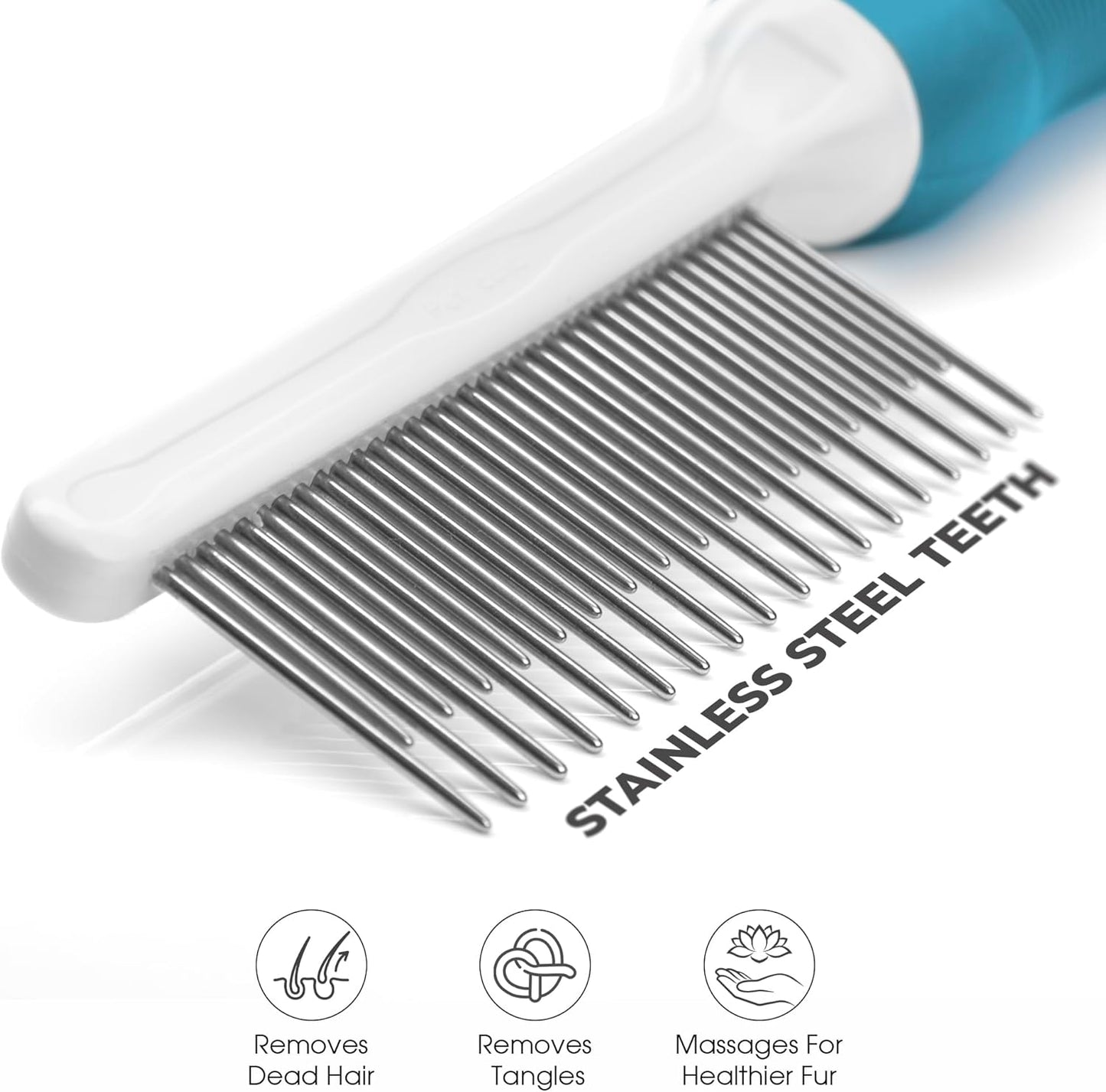 Poodle Grooming Comb - Metal Dematting Comb with Long & Short Stainless Steel Teeth for Removing Matted Hair & Knots, Safe and Gentle for Dogs & Cats