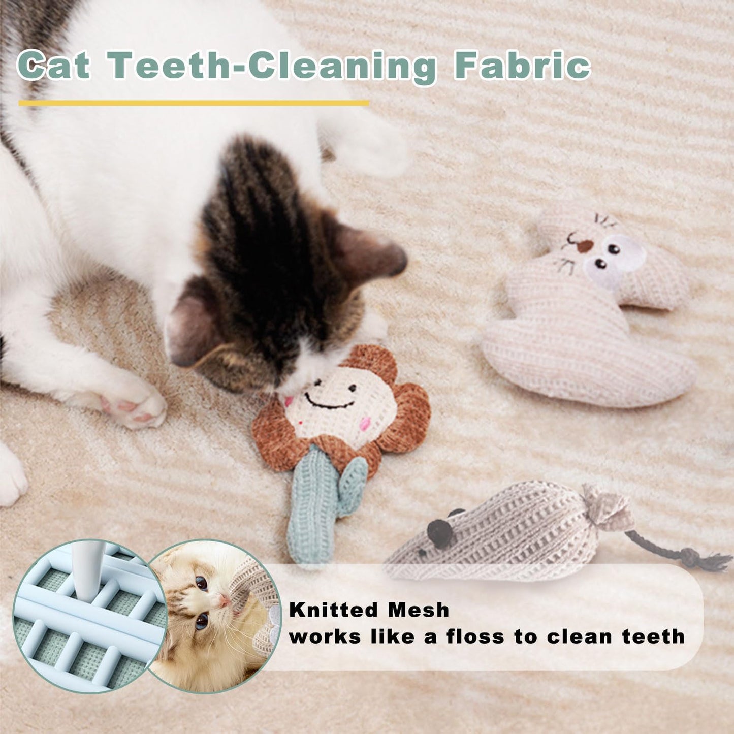 7-in-1 Interactive Cat Toys for Indoor Cats with Washable Adhesive Suction Cup, Hanging Cat Toys, Silvervine Stick and Sisal Chew Rope Catnip Teething Toy for Bored Kitten