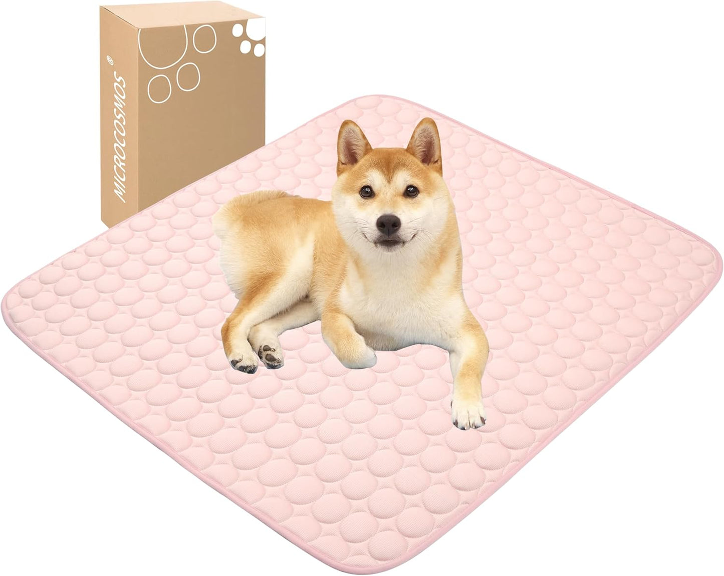MICROCOSMOS Summer Cooling Mat & Sleeping Pad- Water Absorption Top, Materials Safe, Easy Carry, EZ Clean. Keep Cooling for Pets, Kids and Adults.(Pink, 36" x36")