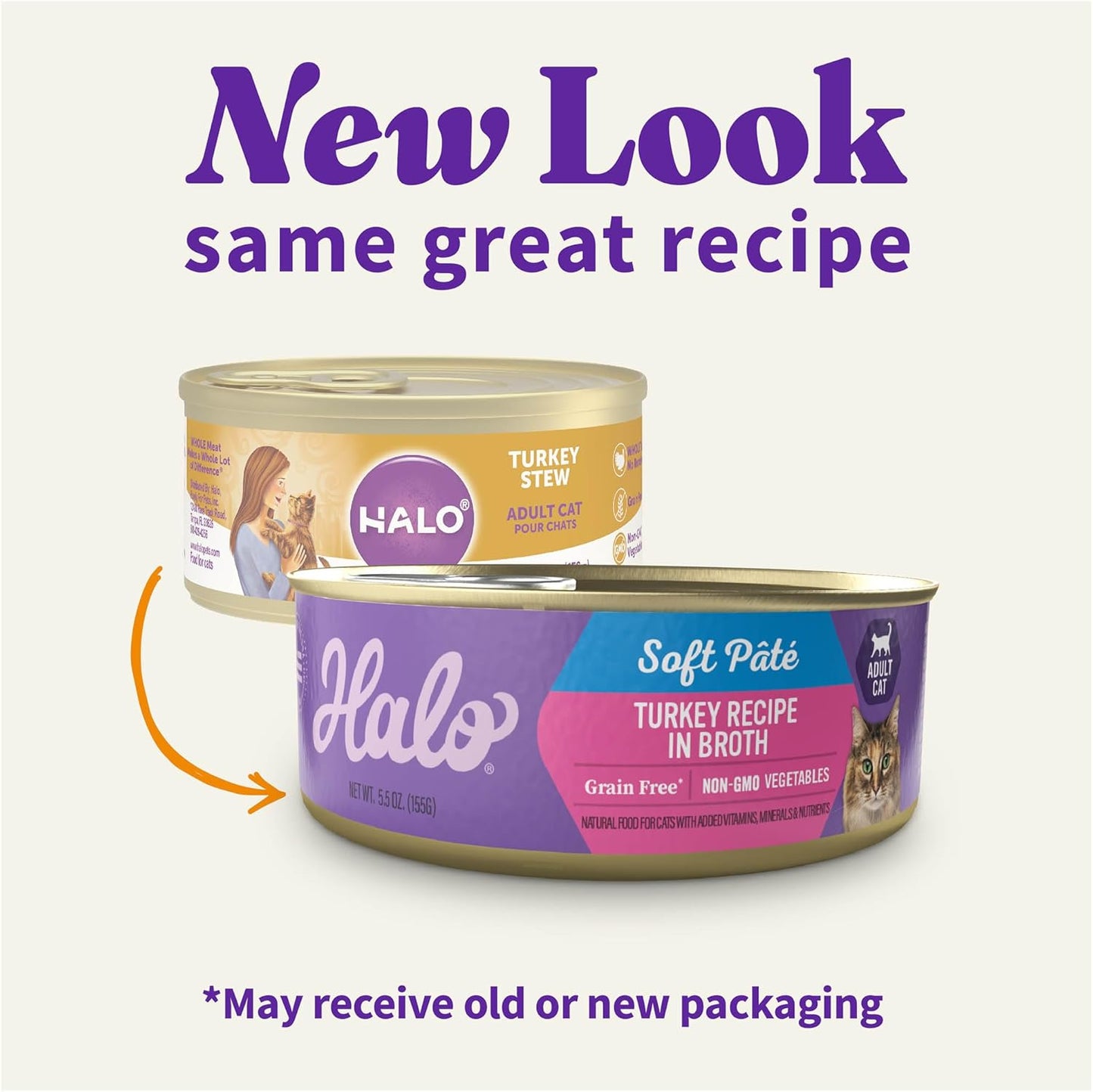 Halo Wet Cat Food Whole Turkey Stew Recipe, Grain Free Wet Cat Pate, Canned Cat Food for Extra Hydration, 5.5 Oz Can (Pack of 12)