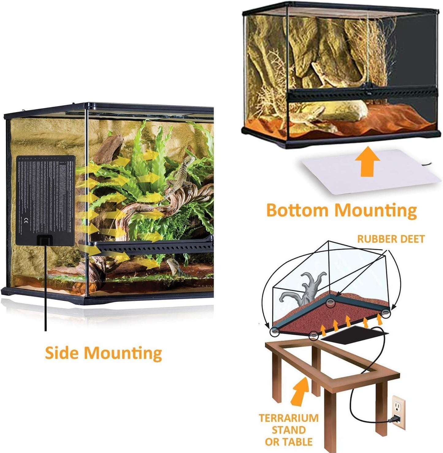 Aiicioo Under Tank Heater Thermostat - Reptile Heating Pad with Temperature Control Reptile Heat Mat for Combo Set for Hermit Crab Lizard Terrarium 16W