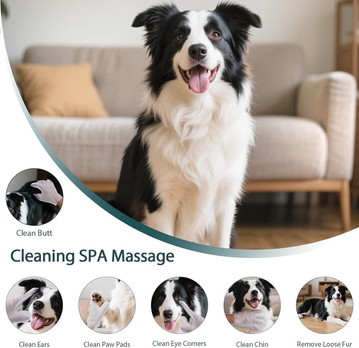 WLP 72 PCS Pet Cleaning and Deodorizing Glove Wipes for Dogs & Cats Hypoallergenic Pet Cleaning and Hydrating Glove Bath Wipes Enriched with Aloe & Jojoba Oil Individually Wrapped