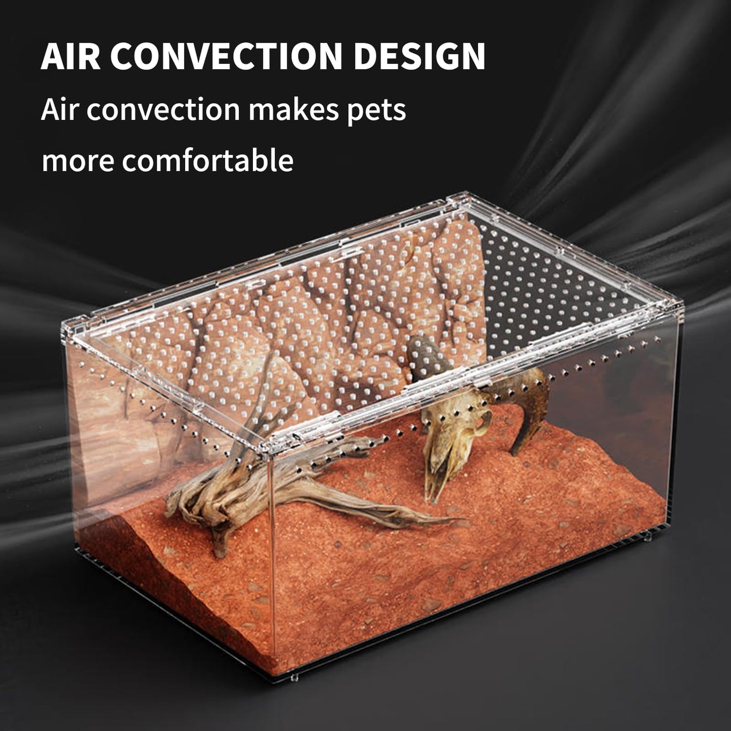 【No Assembly】 Reptile Tank Enclosure with Magnetic Button.16" * 10" * 8" Thicken Snake Enclosure Cage,Batch Stackable Reptile Breeding Tank for Insect,Fish,Tarantula,Hermit Crab,Jumping Spider