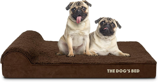 The Dog’s Bed Orthopedic Headrest Dog Bed Large Brown 40x25, Memory Foam, Pain Relief for Arthritis, Hip & Elbow Dysplasia, Post Surgery, Lameness, Veterinary Approved, Waterproof Washable Cover