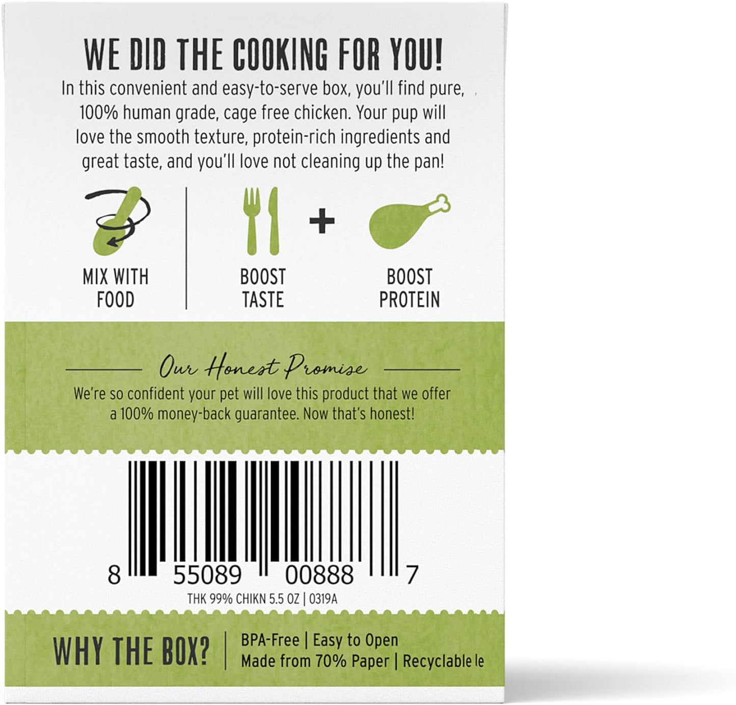 The Honest Kitchen Human Grade Grain Free Meal Booster: 99% Chicken (12 pack), 5.5 oz