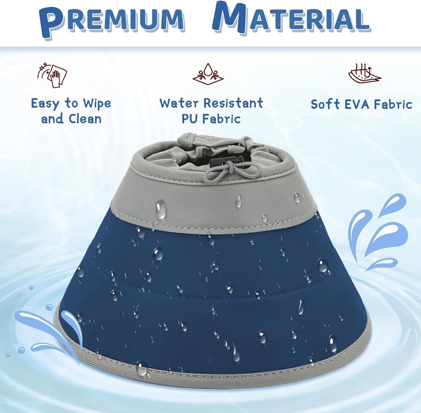 Cat Cone Collar Soft to Stop Licking, Adjustable, Foldable Lightweight Kitten Cones After Surgery Recovery for Cats & Kittens, Cat Cone Alternative (Solid Blue, M)