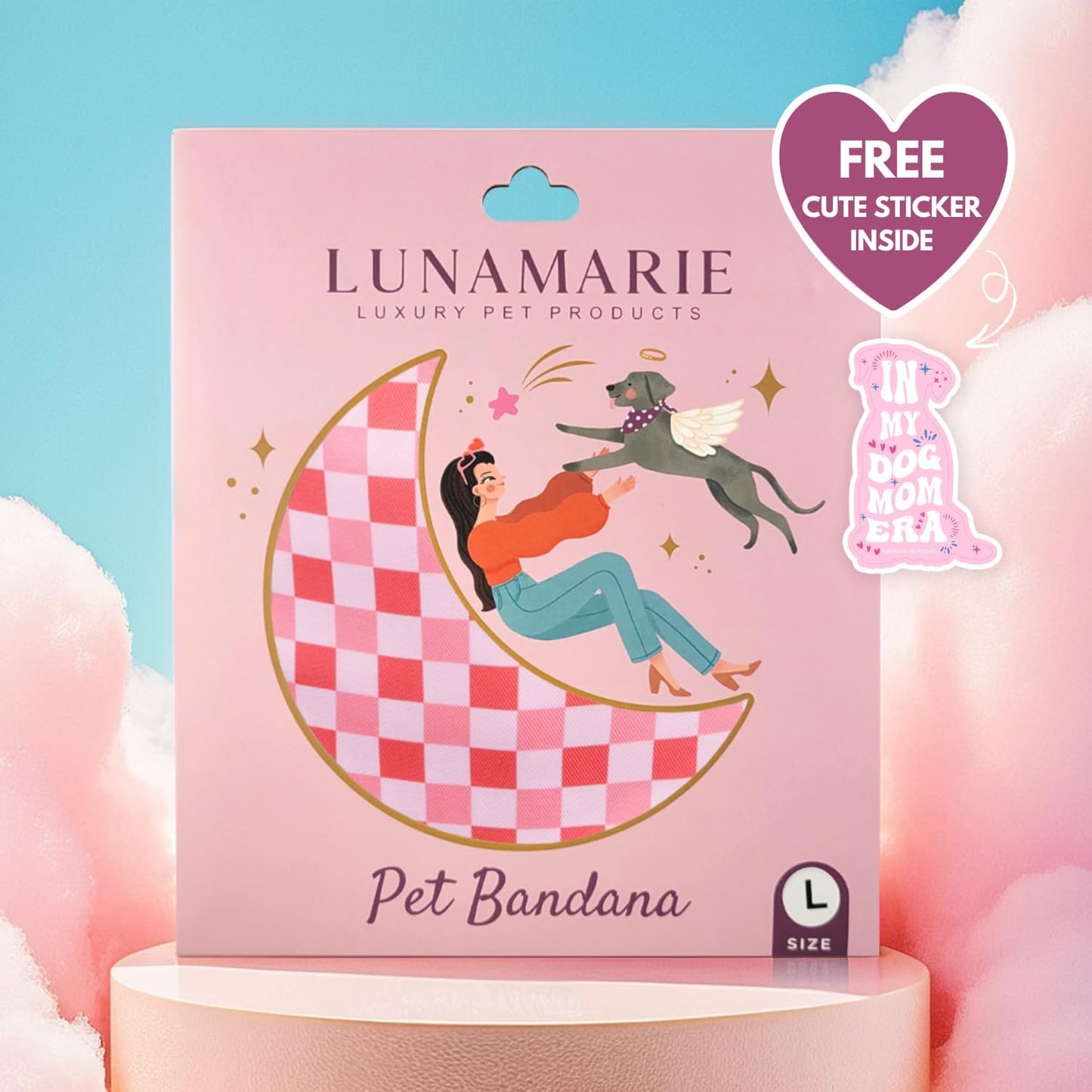 LunaMarie - Luxury Pet Birthday Bandanas -Premium & Silky Poly Fabric | 100% Handmade | Custom Shape Dual Layered (Rebel, Medium)