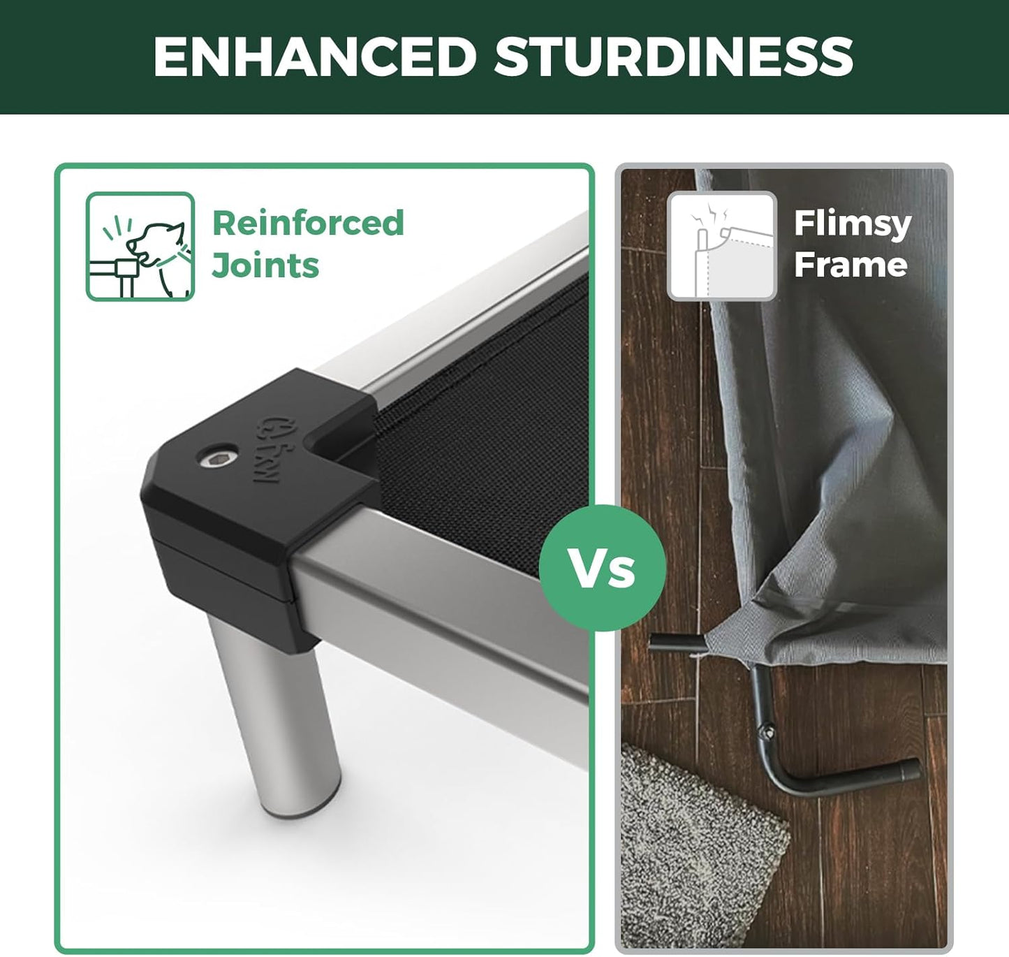 FXW TitanNest Chew-Proof Elevated Dog Bed, Raised Cot for Indoor/Outdoor/Camping Use, Durable & Waterproof Cooling Pet Bed for Toy Dogs, 24.0" L x 20.0" W x 4.1" H, Black