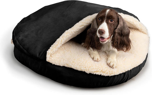 Snoozer Luxury Microsuede Cozy Cave Pet Bed, Small,Black